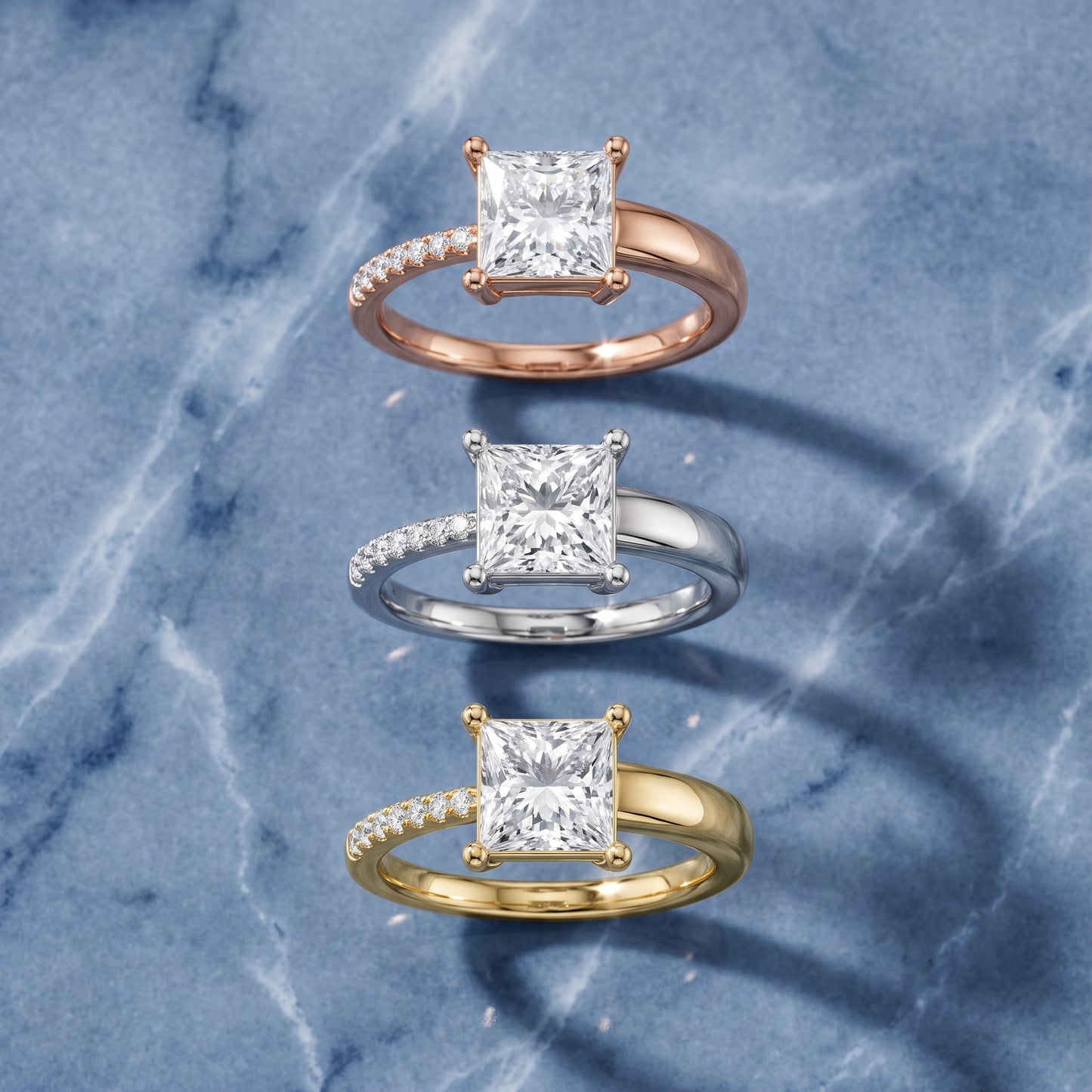 Rosie Solitaire Basket Princess Diamond Engagement Ring in Rose Gold - 3rings.jpg
