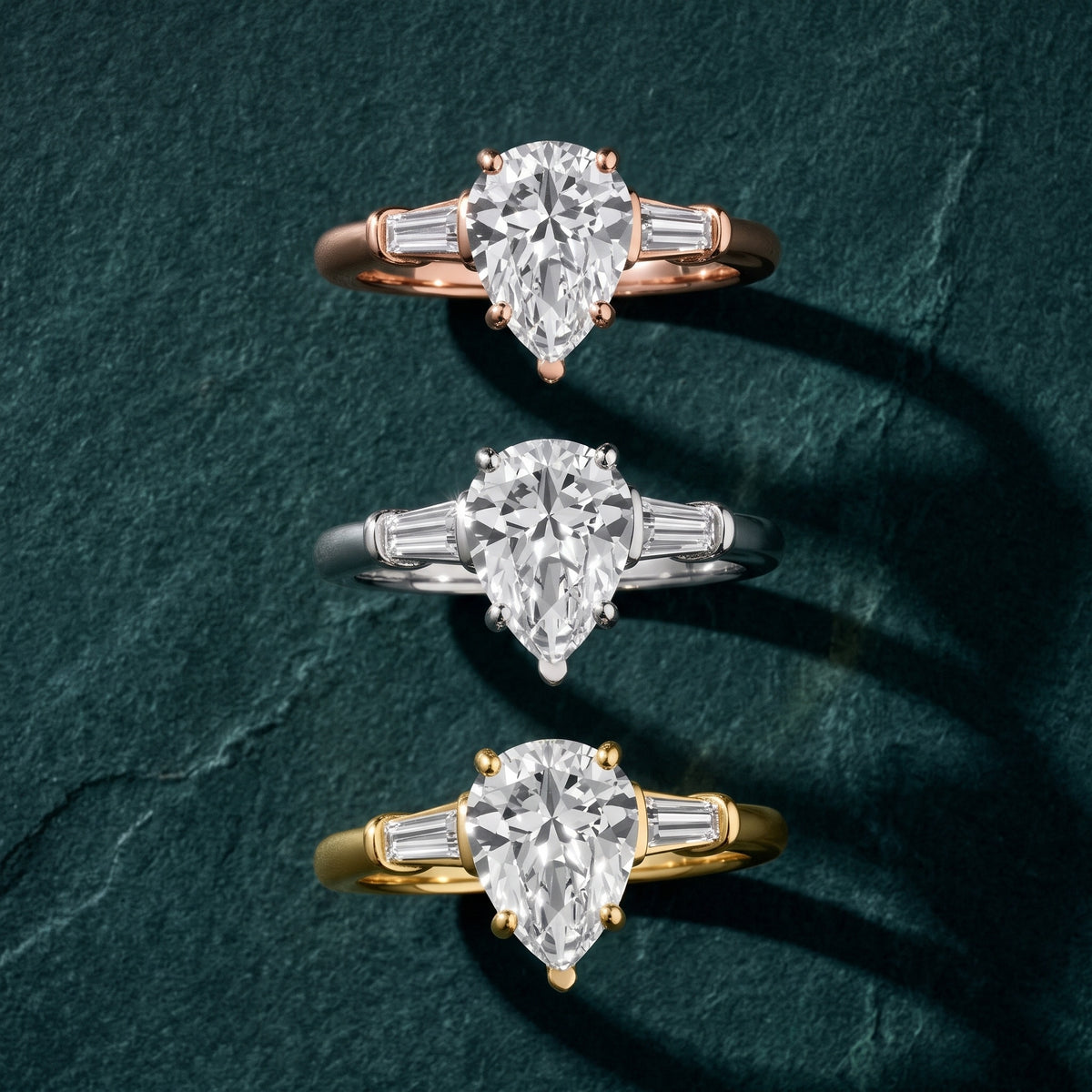 Abby Baguette Three-Stone Pear Diamond Engagement Ring in White Gold - 3rings.jpg