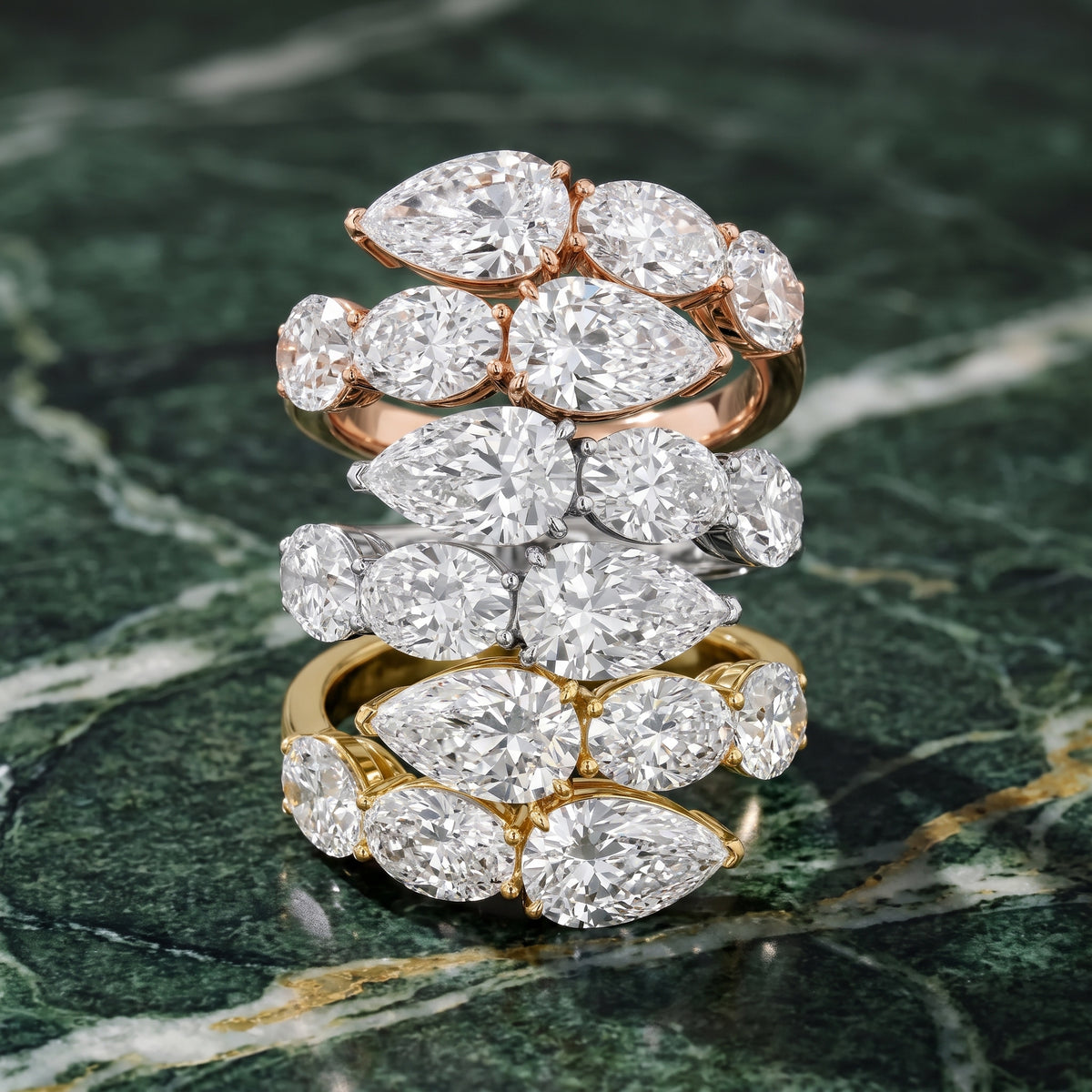 Ines Bypass Pear & Oval Diamond Anniversary Ring in White Gold - 3rings.jpg