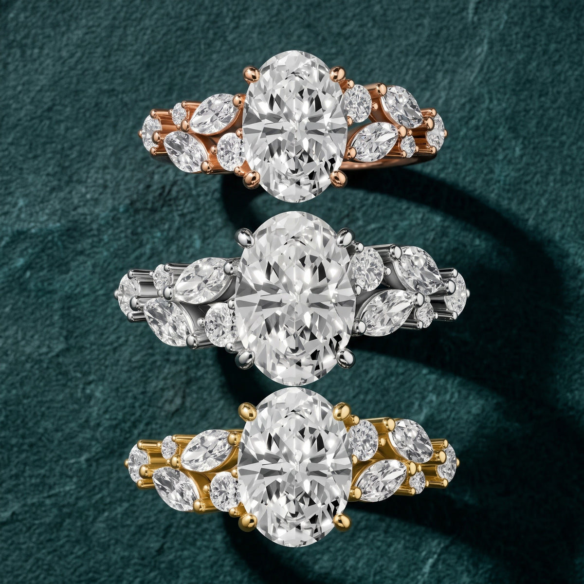 Kelsey Leaf Cluster Oval Diamond Engagement Ring in Rose Gold - 3rings.jpg