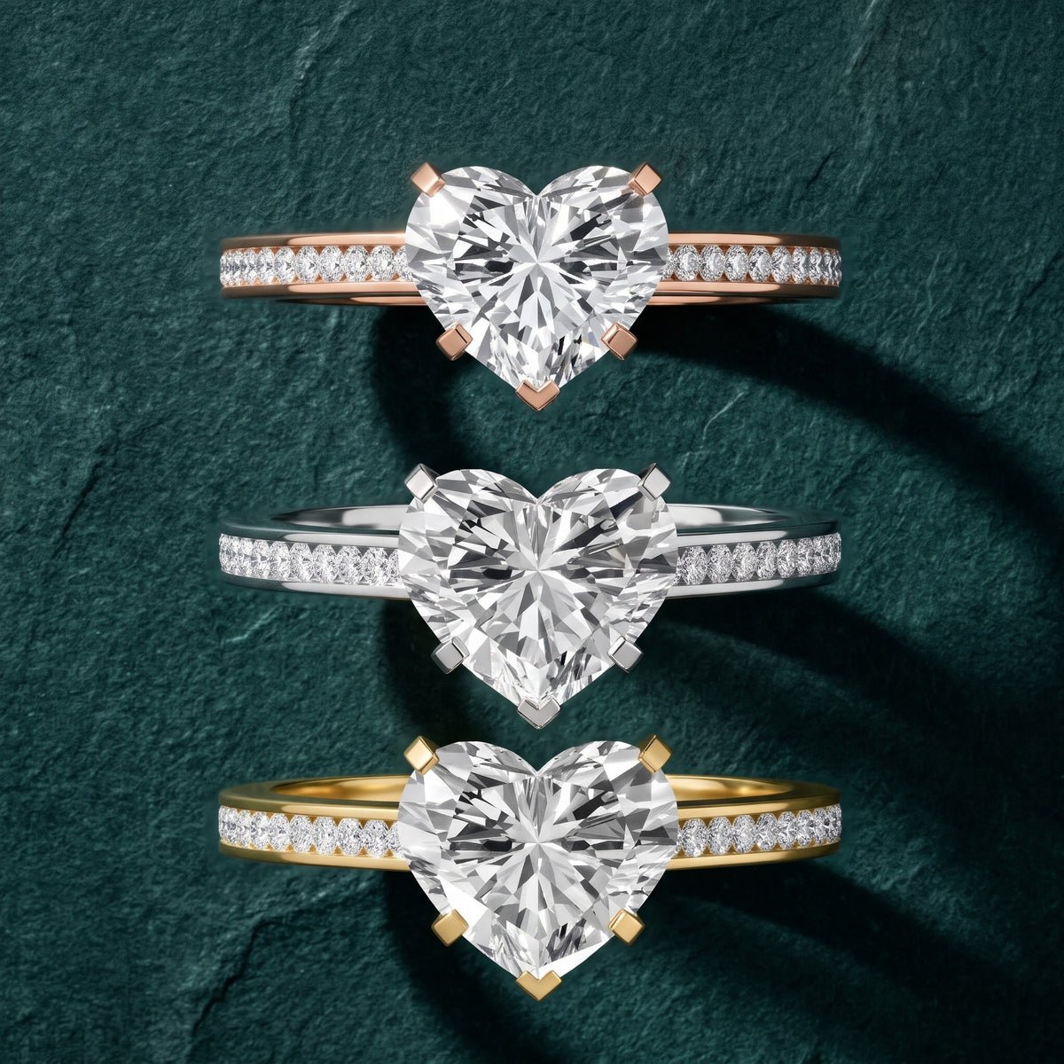 Carrie Cathedral Channel Set Heart Diamond Engagement Ring in Platinum - 3rings.jpg