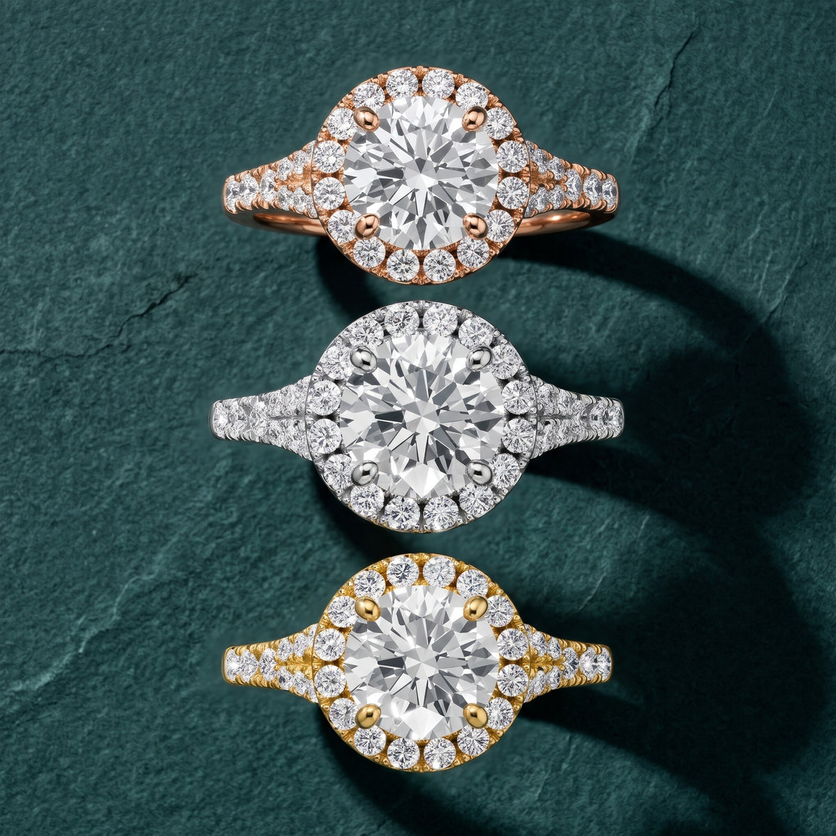 Kenner Halo Split Shank Round Diamond Engagement Ring in Yellow Gold - 3rings.jpg