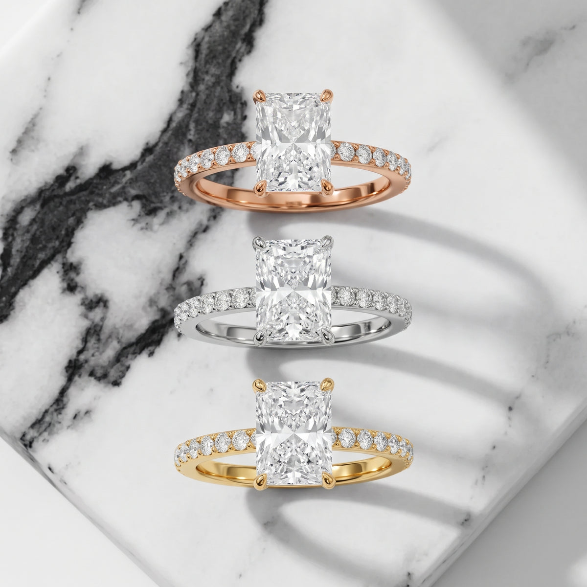 Annabel Pavé Solitaire Radiant Diamond Engagement Ring in Platinum - 3rings.jpg