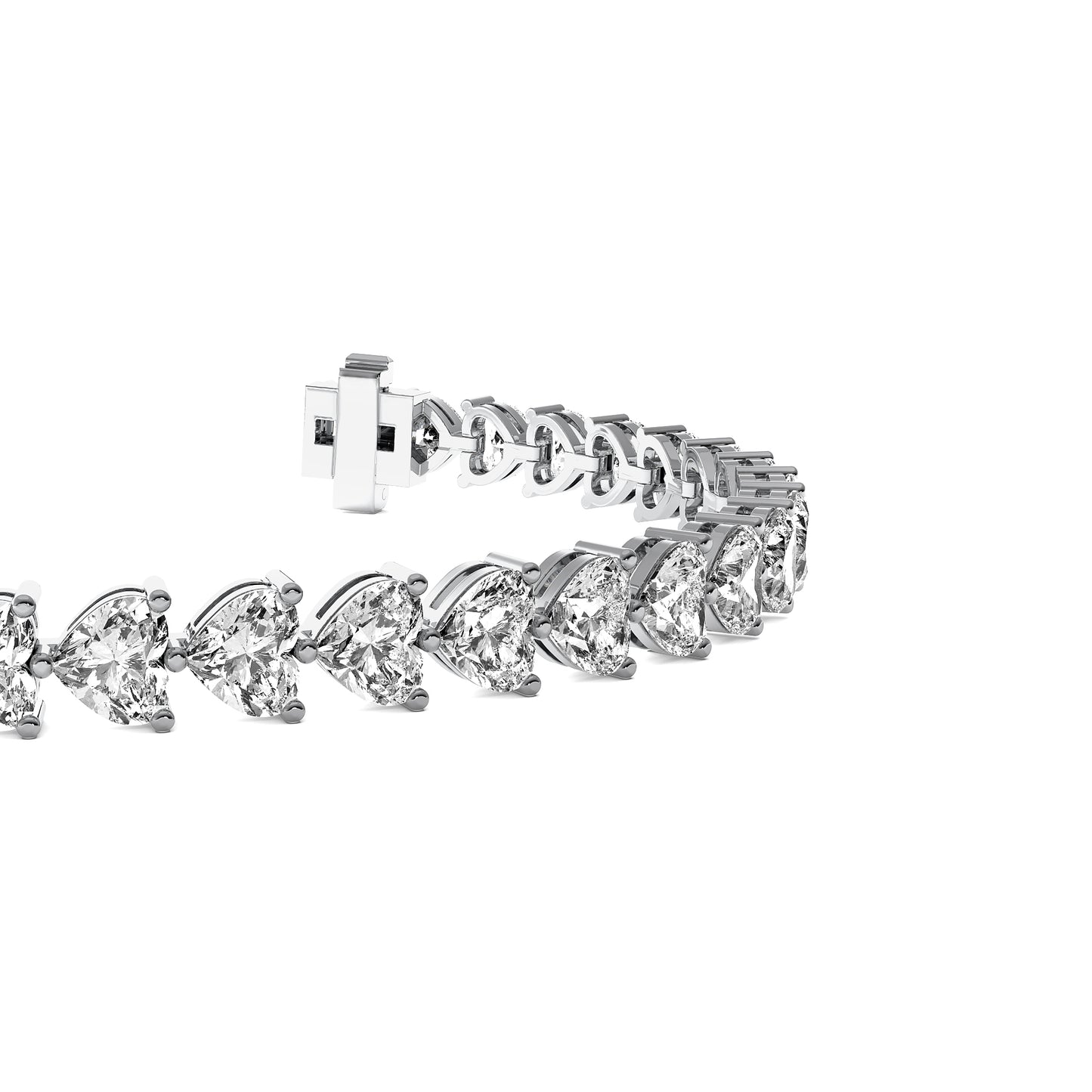 Heart Cut Lab Grown Diamond Tennis Bracelet in White Gold
