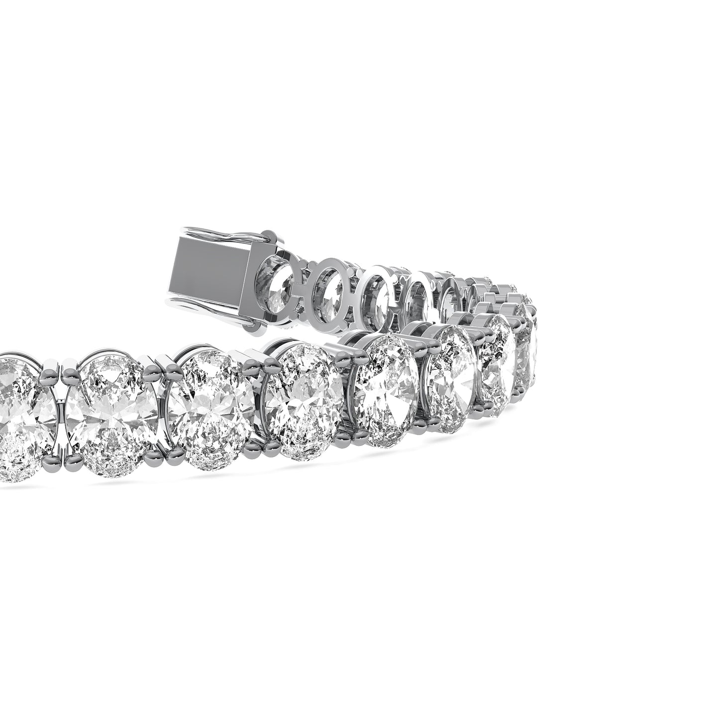 Oval Cut Lab Grown Diamond Tennis Bracelet in White Gold