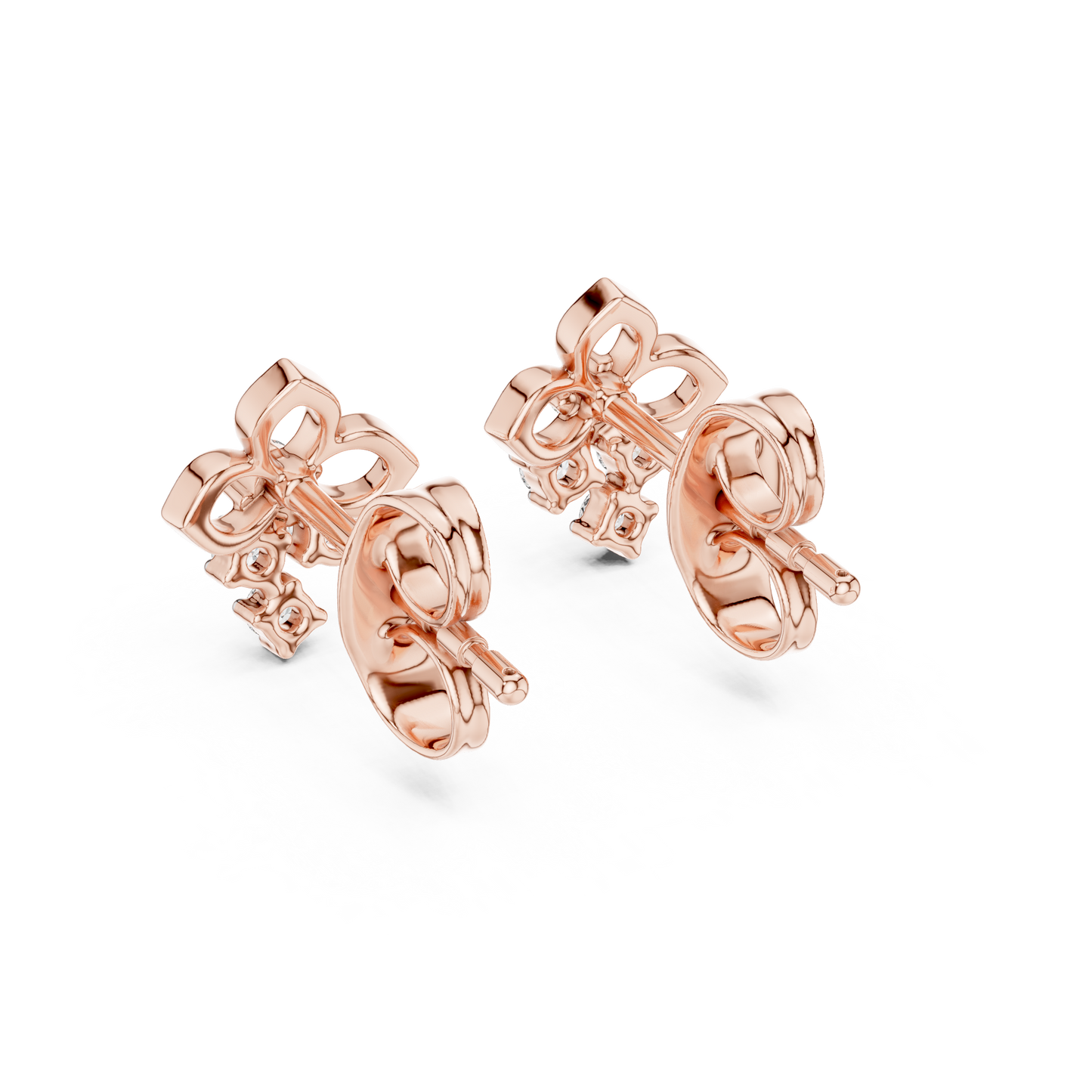 Round Cut Lab Grown Diamond Stud Earrings in Rose Gold
