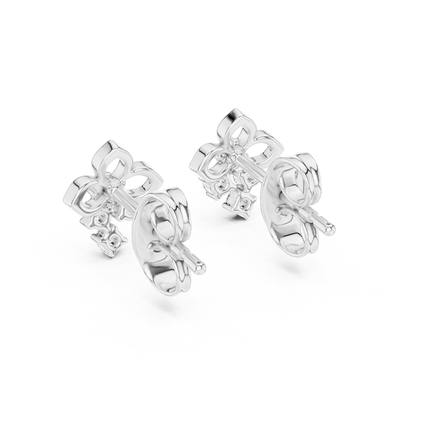 Round Cut Lab Grown Diamond Stud Earrings in Silver