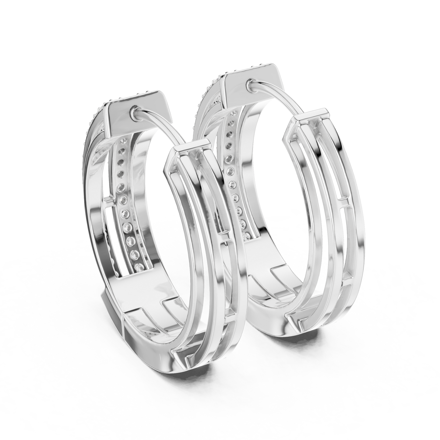 Round Cut Lab Grown Diamond Hoop Earrings in Platinum