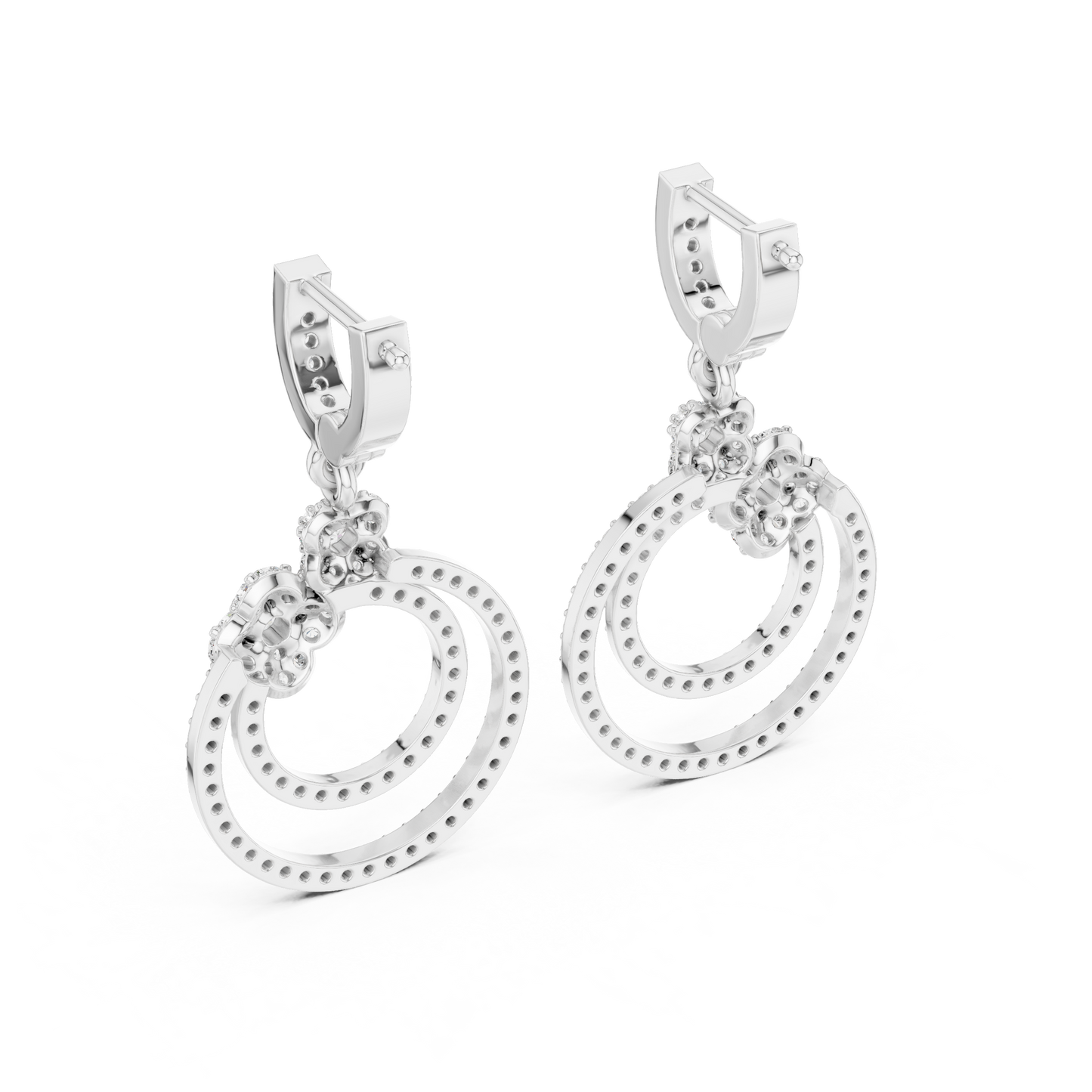 Round Cut Lab Grown Diamond Fashion Earrings in Platinum