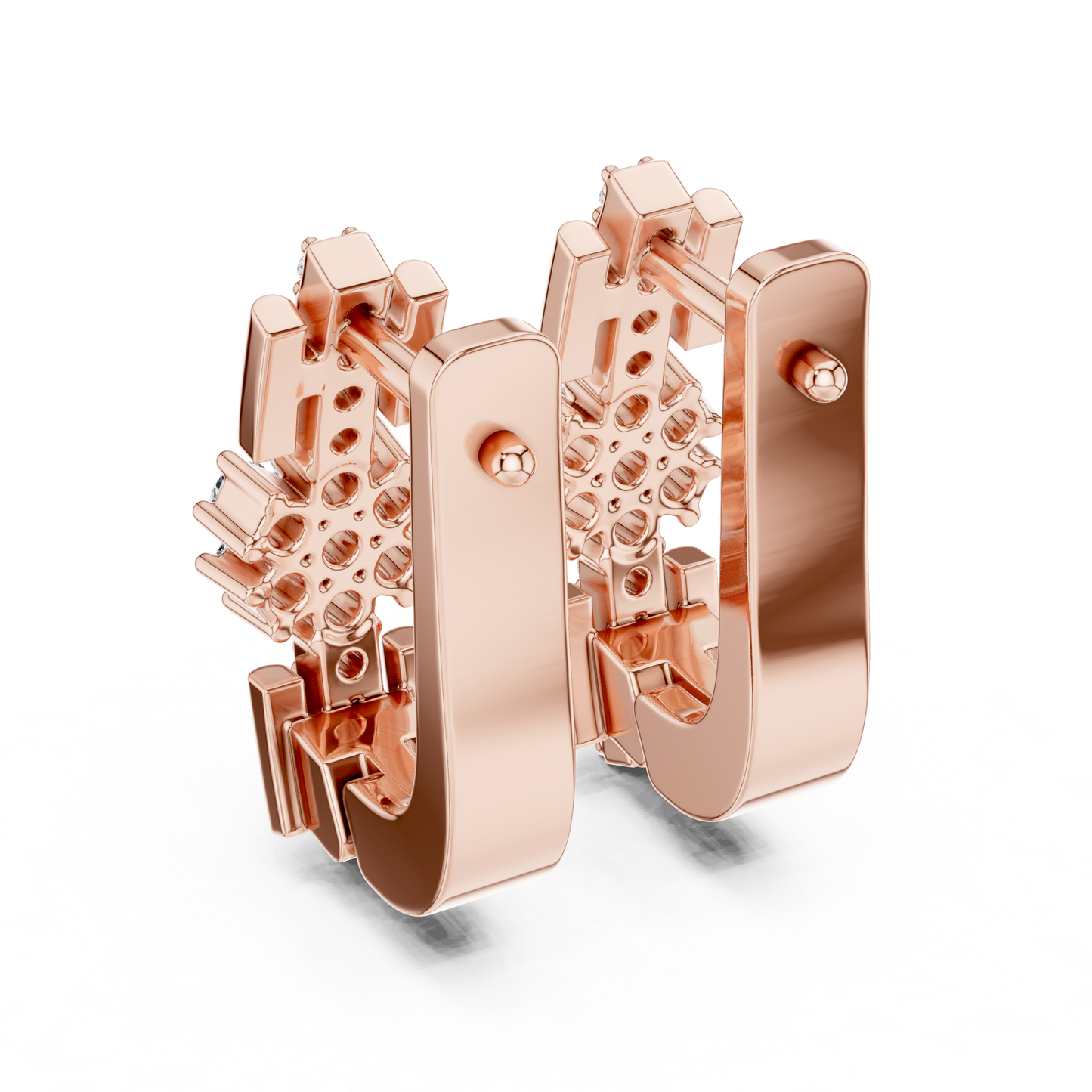 Round Cut Lab Grown Diamond Bloom Hoop Earrings in Rose Gold
