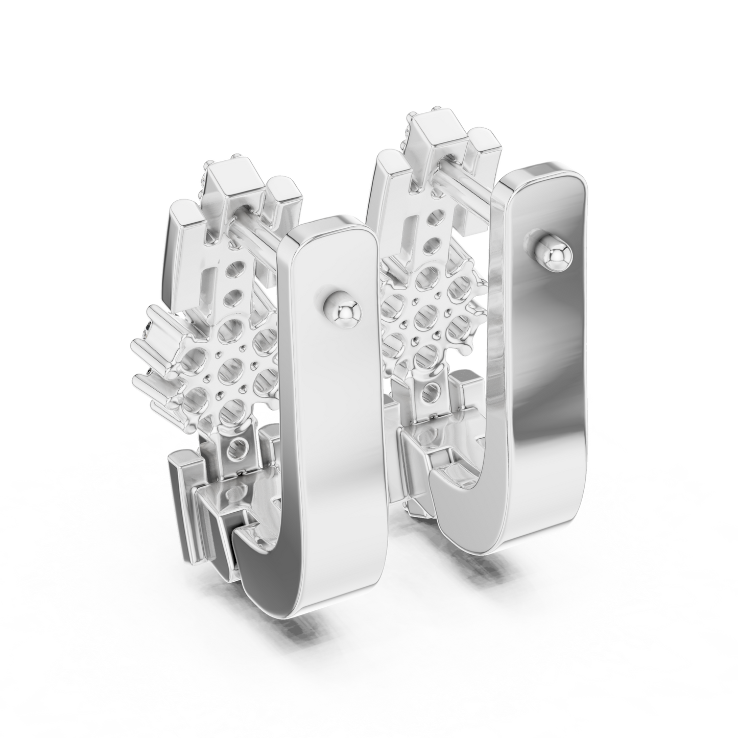 Round Cut Lab Grown Diamond Bloom Hoop Earrings in White Gold