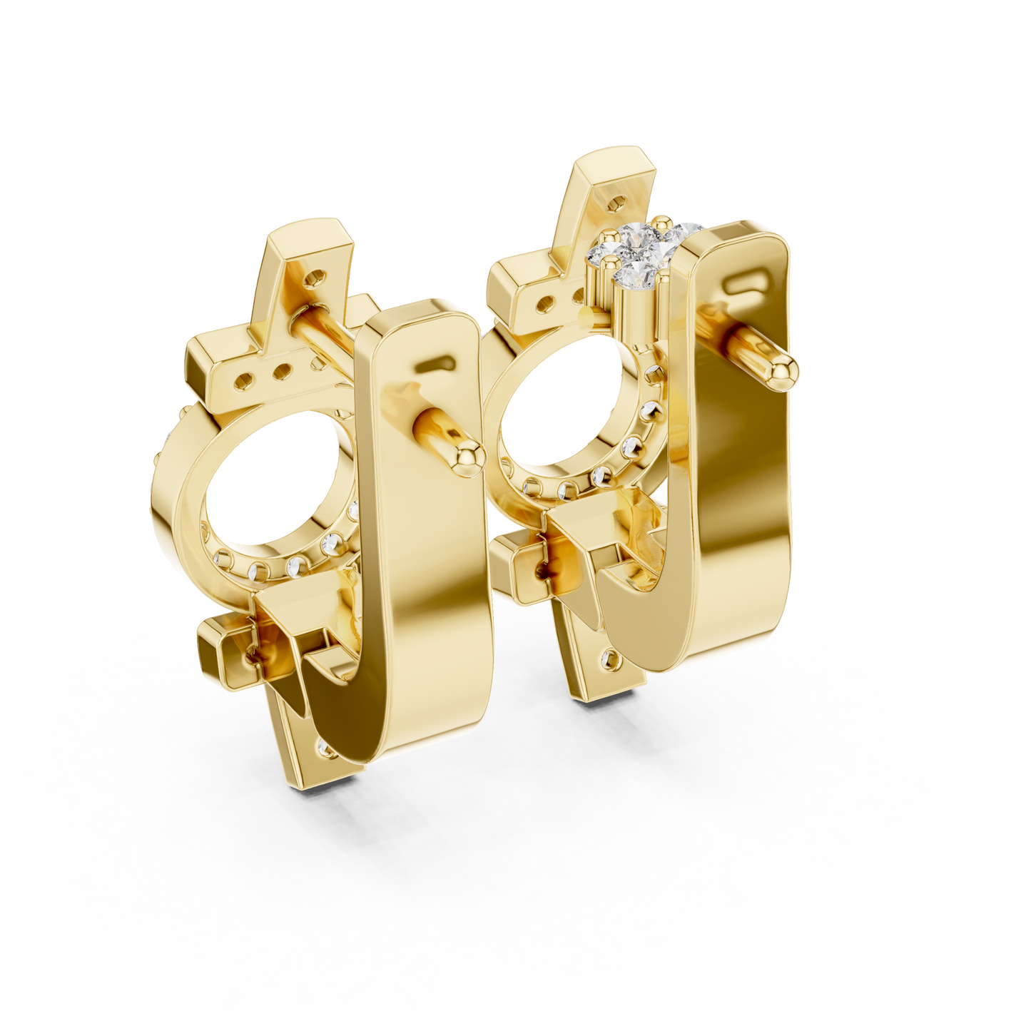 Round Cut Lab Grown Diamond Hoop Earrings in Yellow Gold