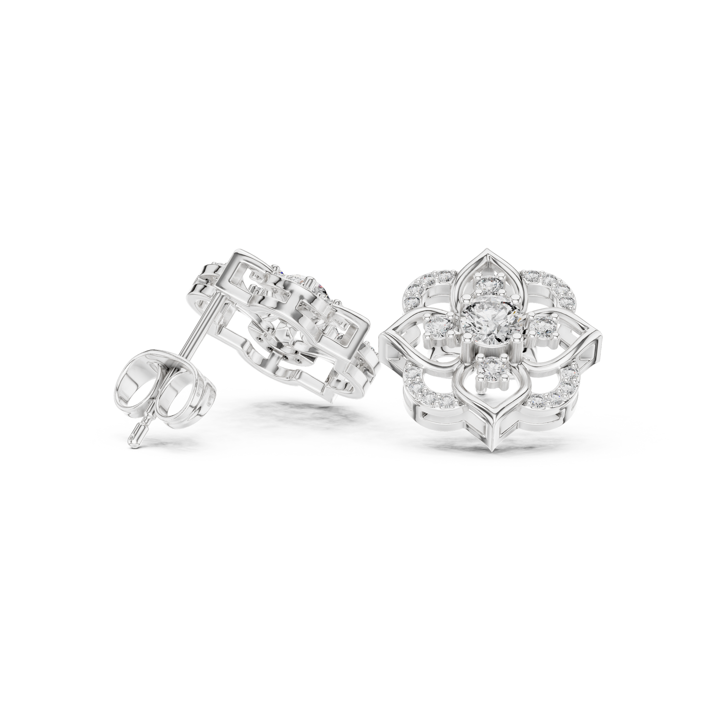 Round Cut Lab Grown Diamond Stud Earrings in White Gold
