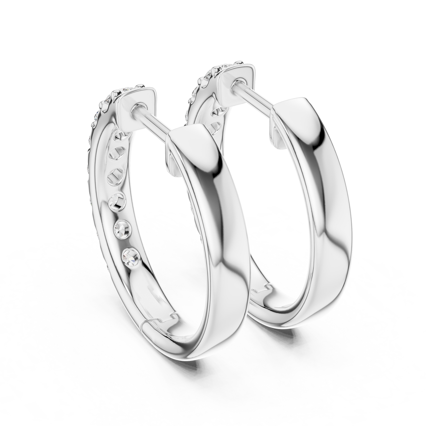 Round Cut Lab Grown Diamond Hoop Earrings in Platinum