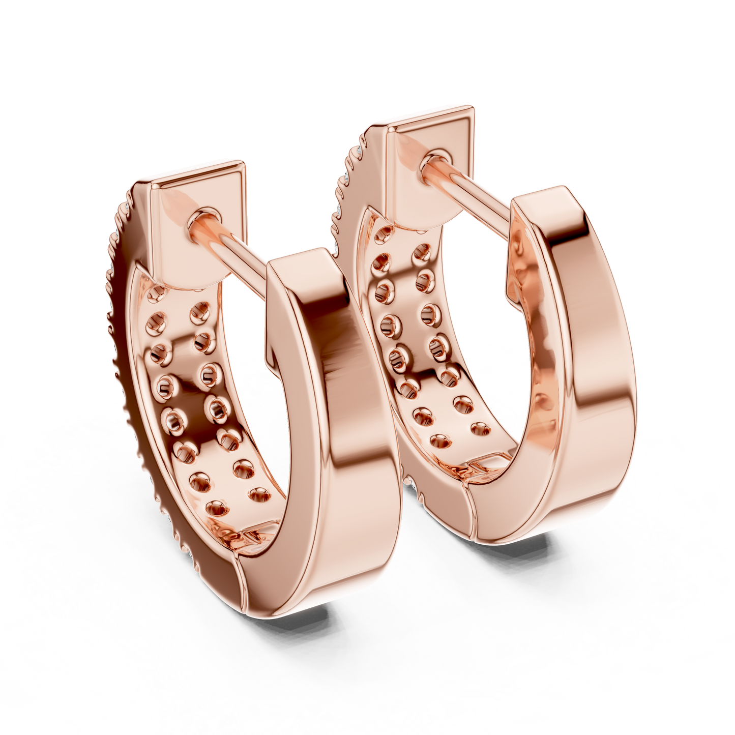 Round Cut Lab Grown Diamond Hoop Earrings in Rose Gold