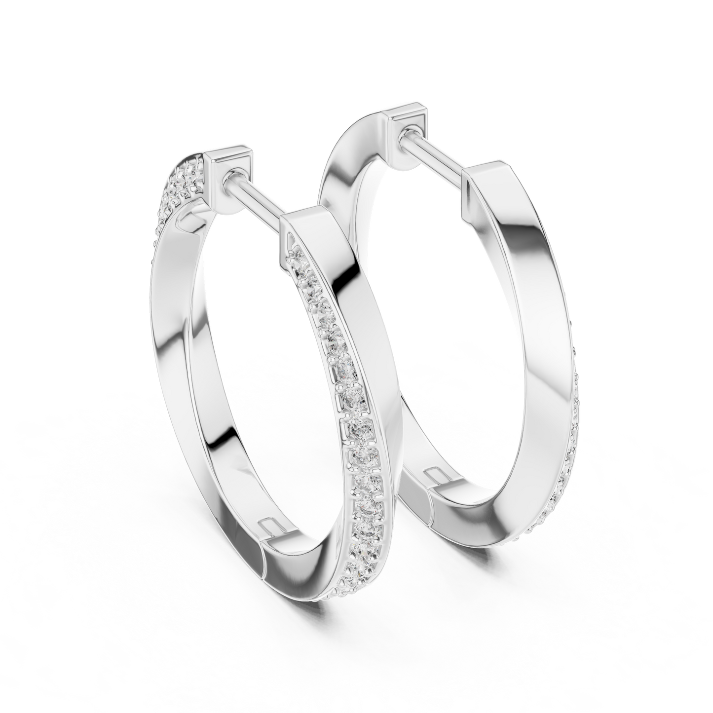 Round Cut Lab Grown Diamond Hoop Earrings in White Gold