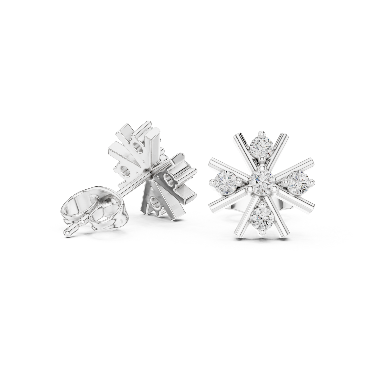 Round Cut Lab Grown Diamond Stud Earrings in White Gold