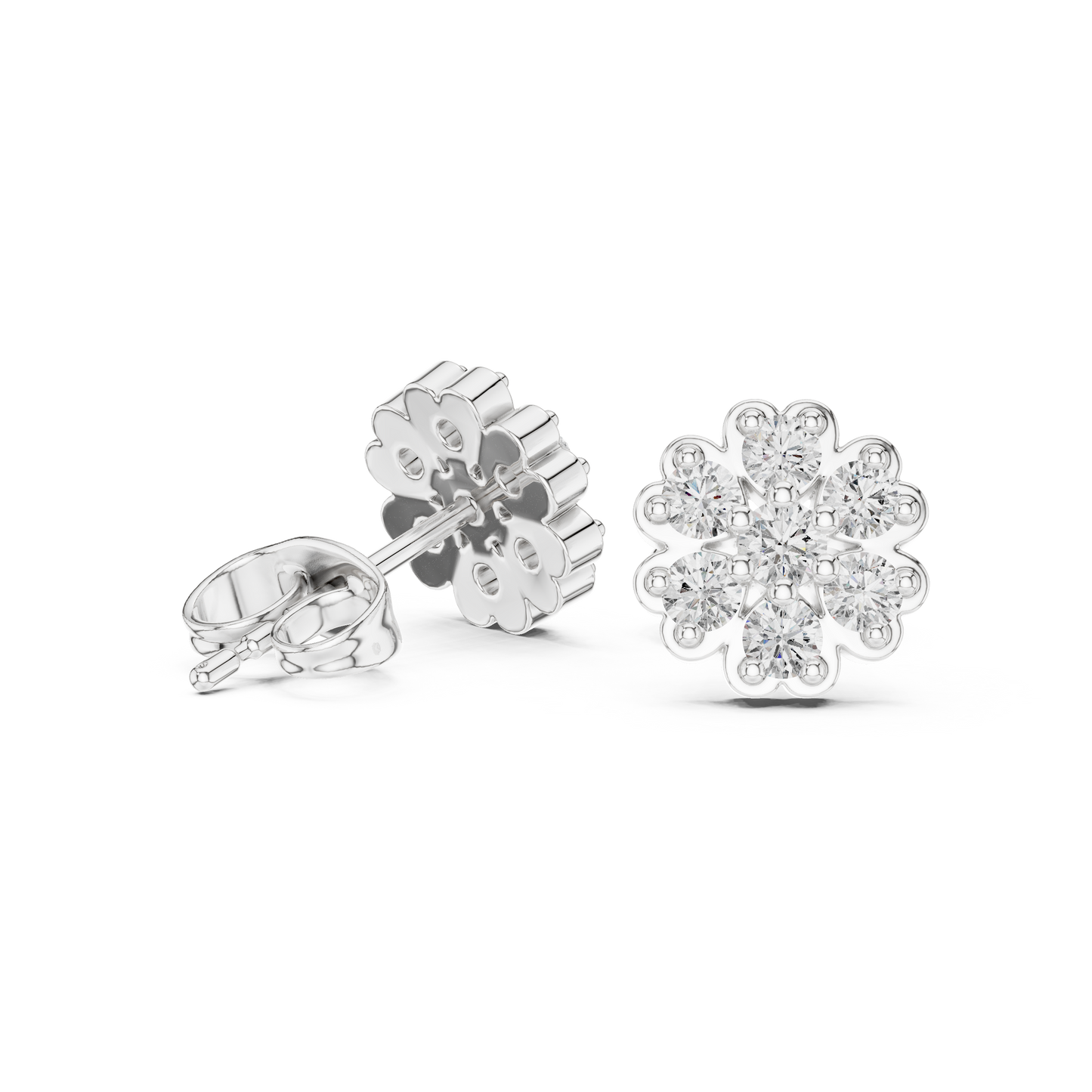 Round Cut Lab Grown Diamond Stud Earrings in Platinum