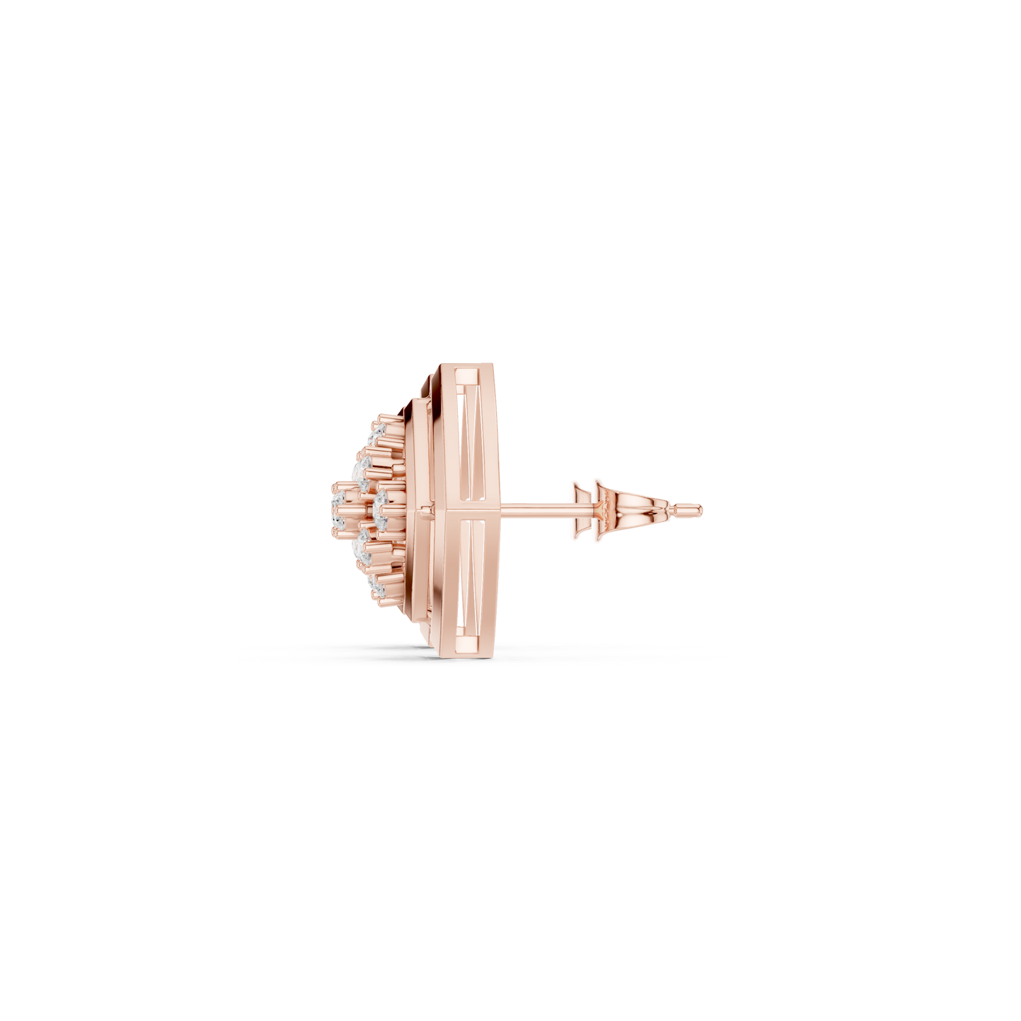 Round Cut Lab Grown Diamond Stud Earrings in Rose Gold
