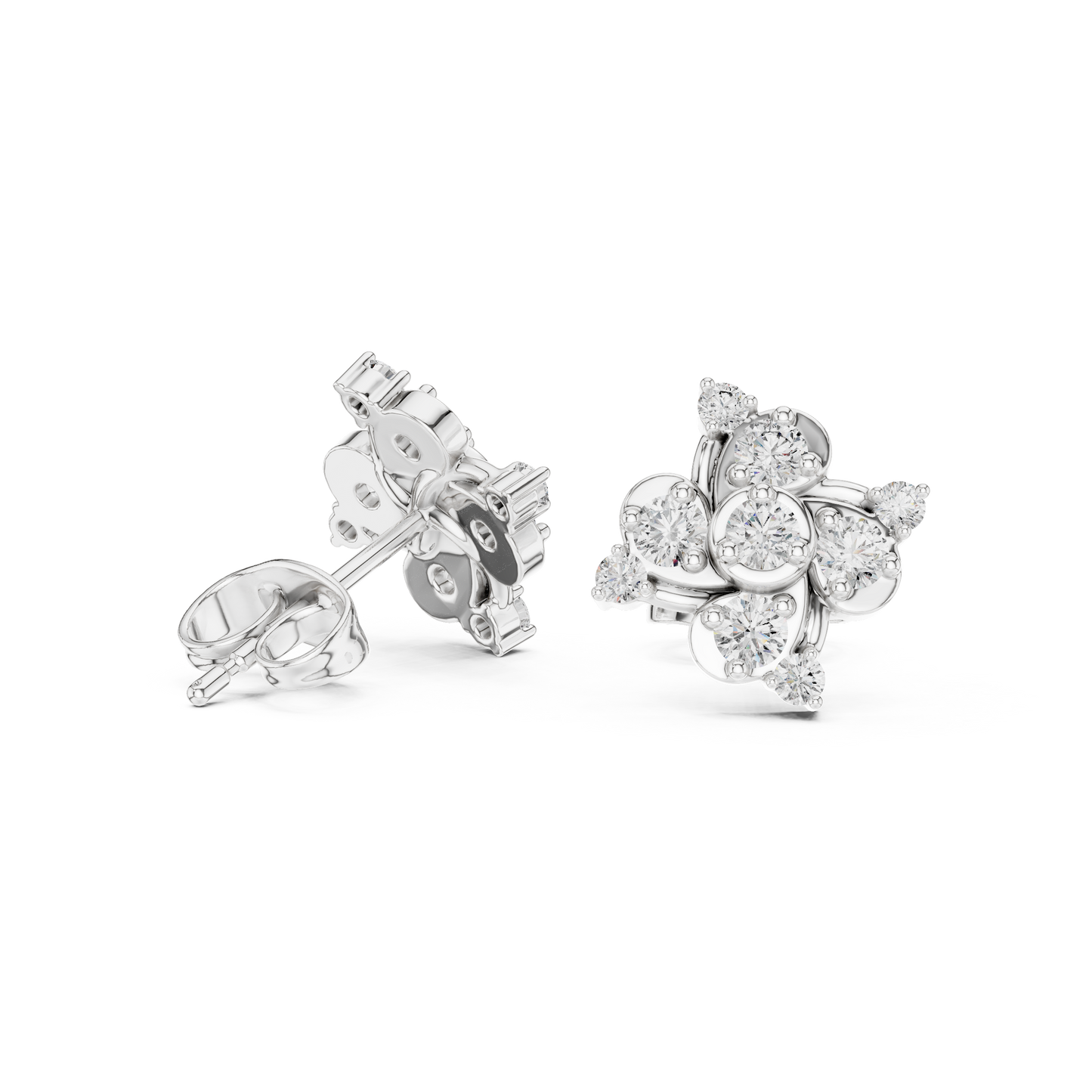 Round Cut Lab Grown Diamond Stud Earrings in Platinum