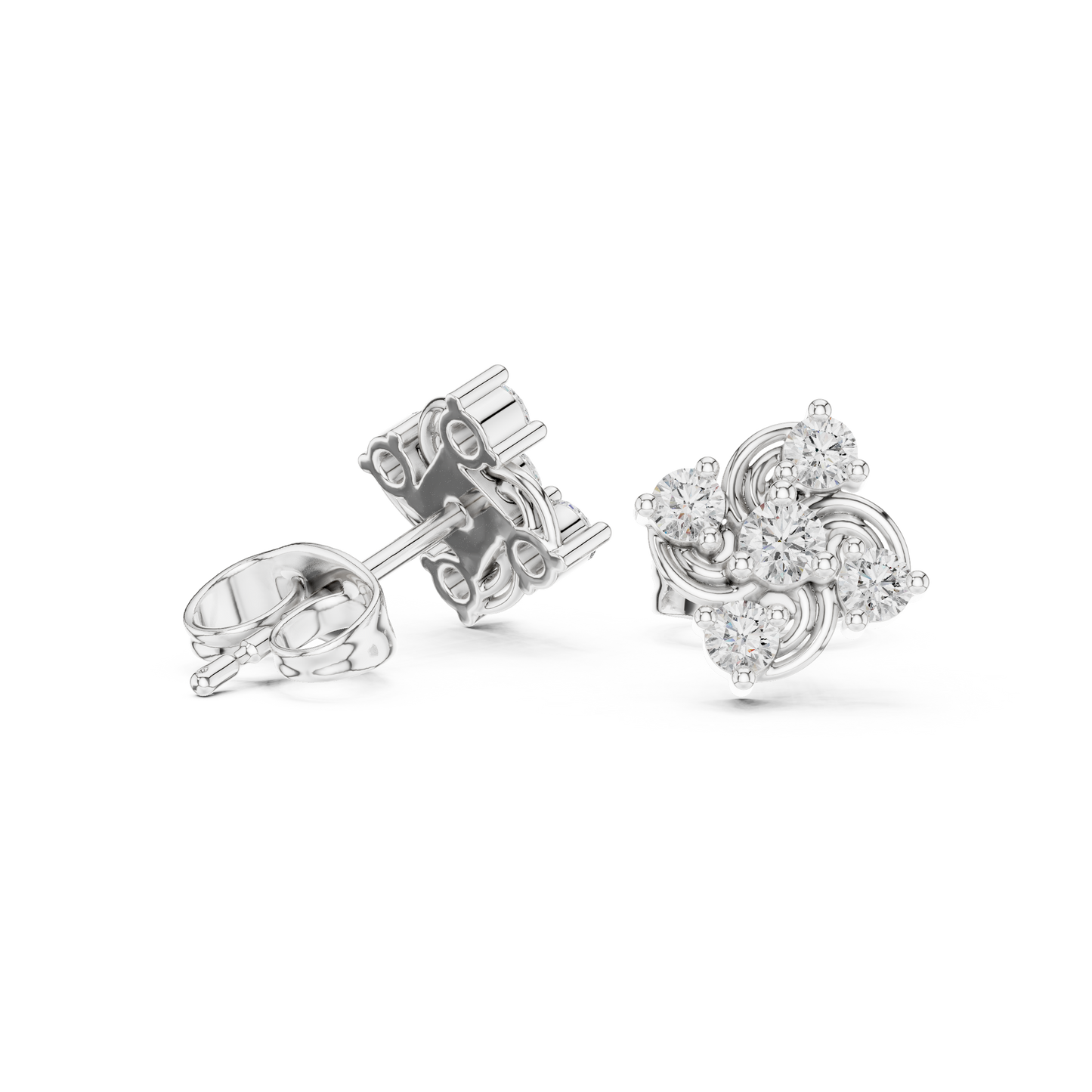 Round Cut Lab Grown Diamond Stud Earrings in White Gold