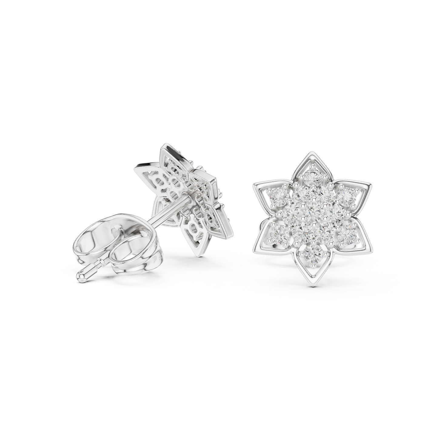 Round Cut Lab Grown Diamond Stud Earrings in Platinum