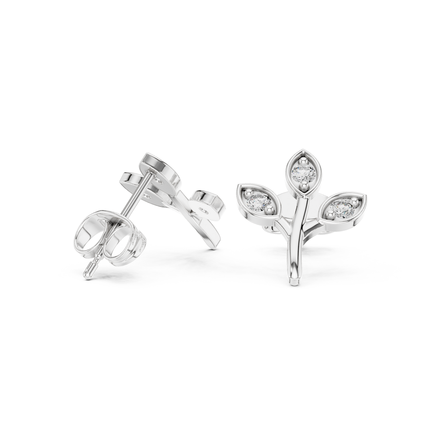 Round Cut Lab Grown Diamond Stud Earrings in Silver