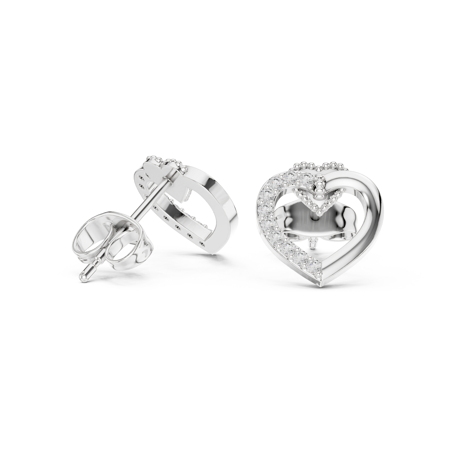 Round Cut Lab Grown Diamond Stud Earrings in Silver