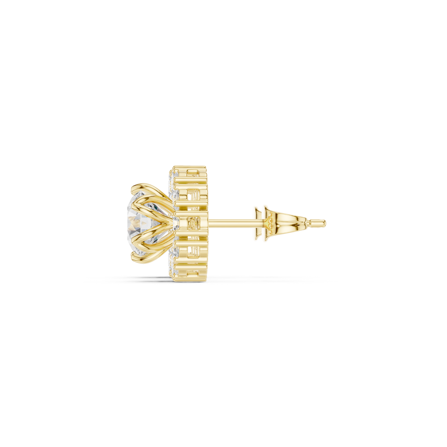 Round Cut Lab Grown Diamond Stud Earrings in Yellow Gold