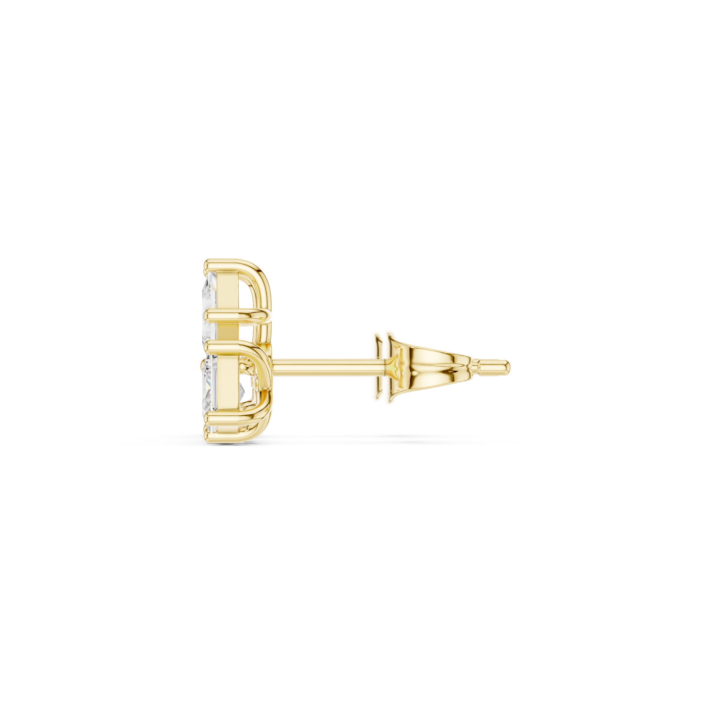 Juno Cluster Princess Cut Lab Grown Diamond Stud Earrings in Yellow Gold