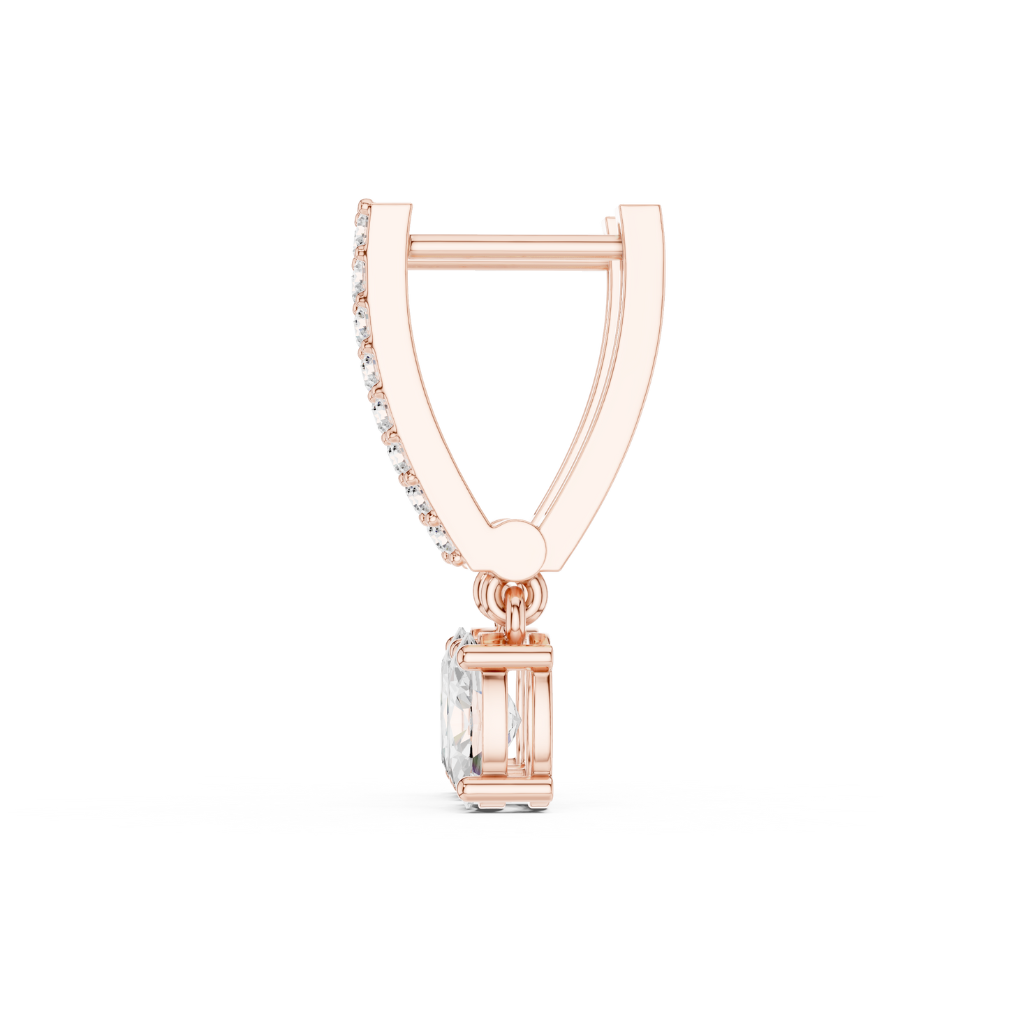 Oval Round Cut Lab Grown Diamond Hoop Earrings in Rose Gold