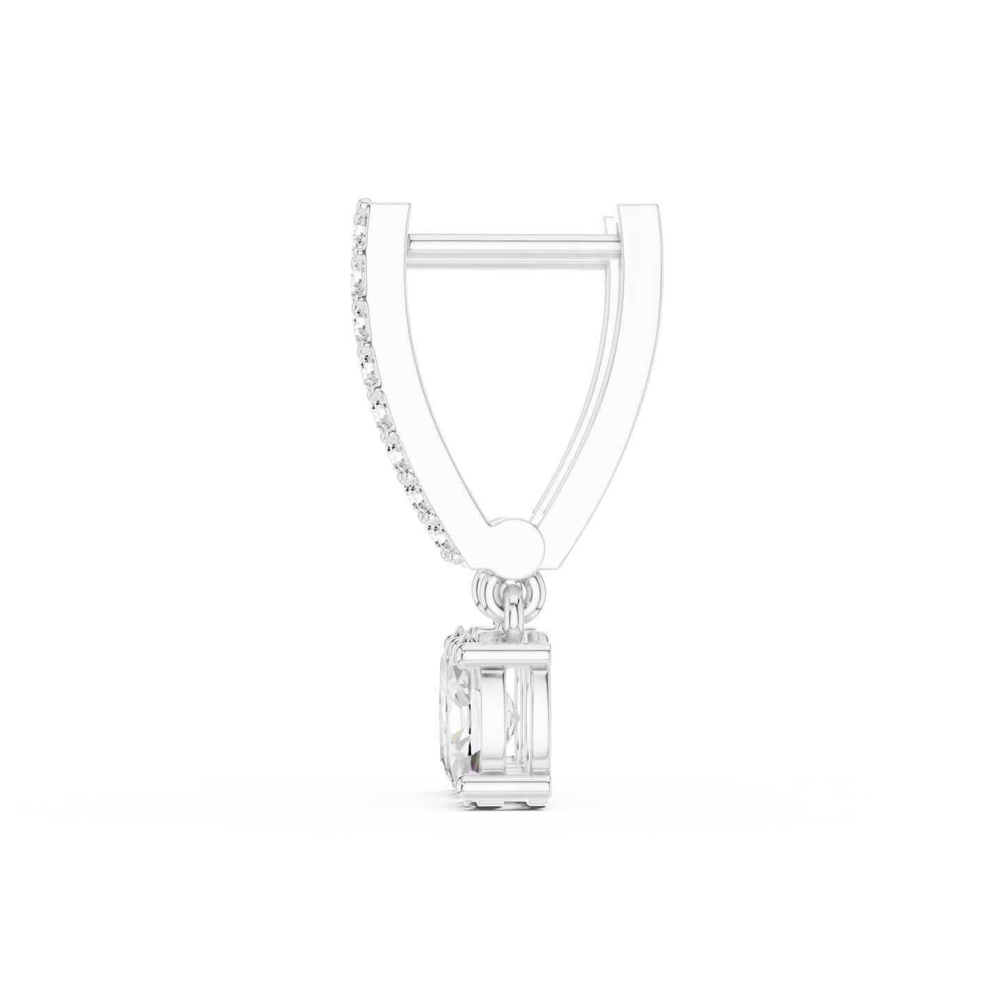 Oval Round Cut Lab Grown Diamond Hoop Earrings in Silver