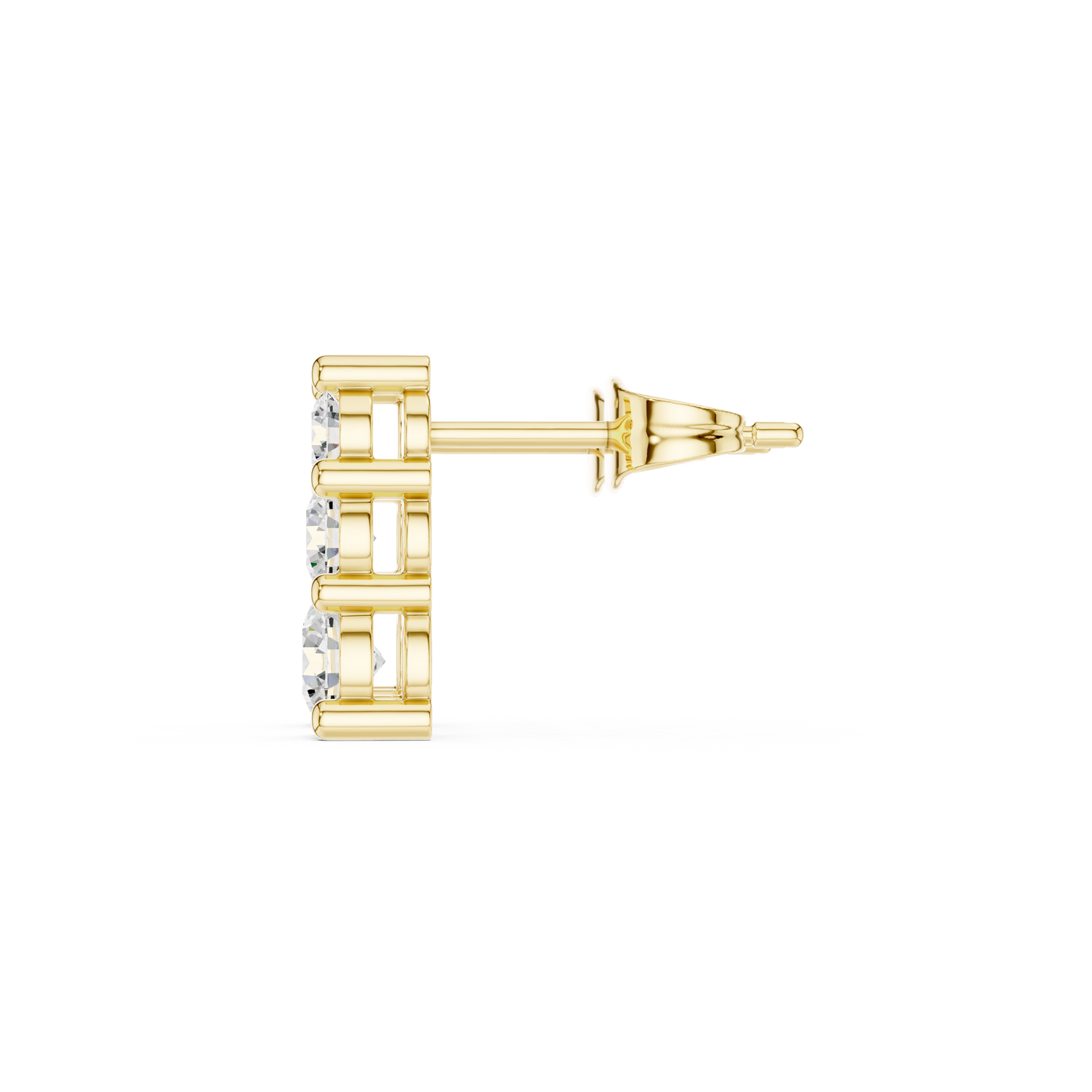 Round Cut Lab Grown Diamond Stud Earrings in Yellow Gold
