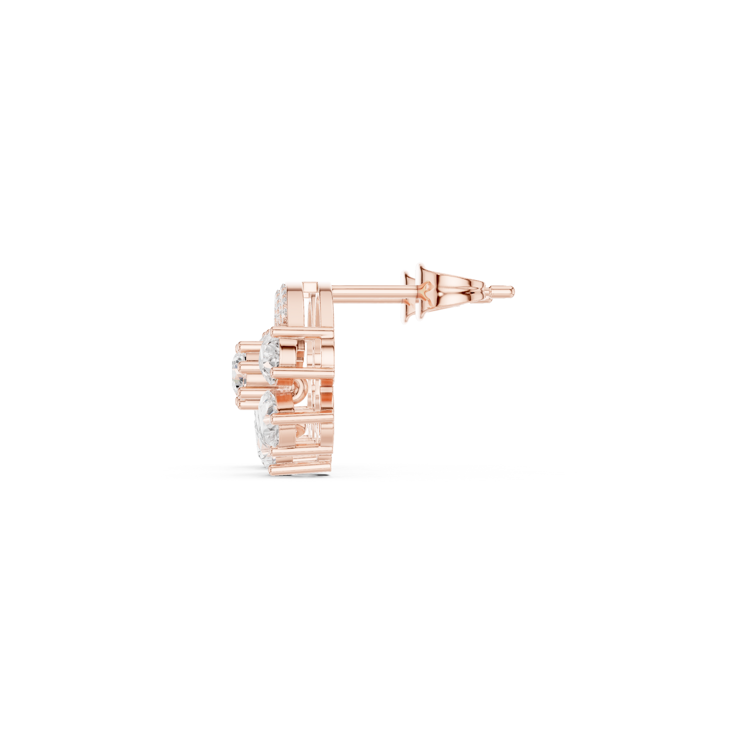 Pear Round Cut Lab Grown Diamond Stud Earrings in Rose Gold