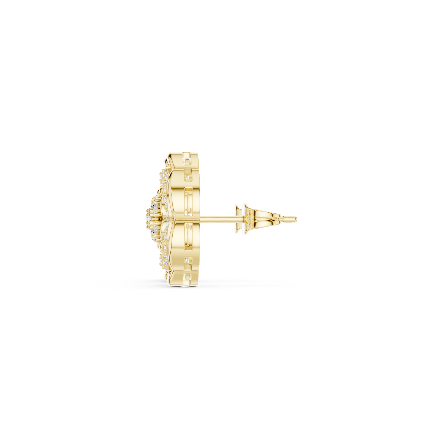 Round Cut Lab Grown Diamond Stud Earrings in Yellow Gold