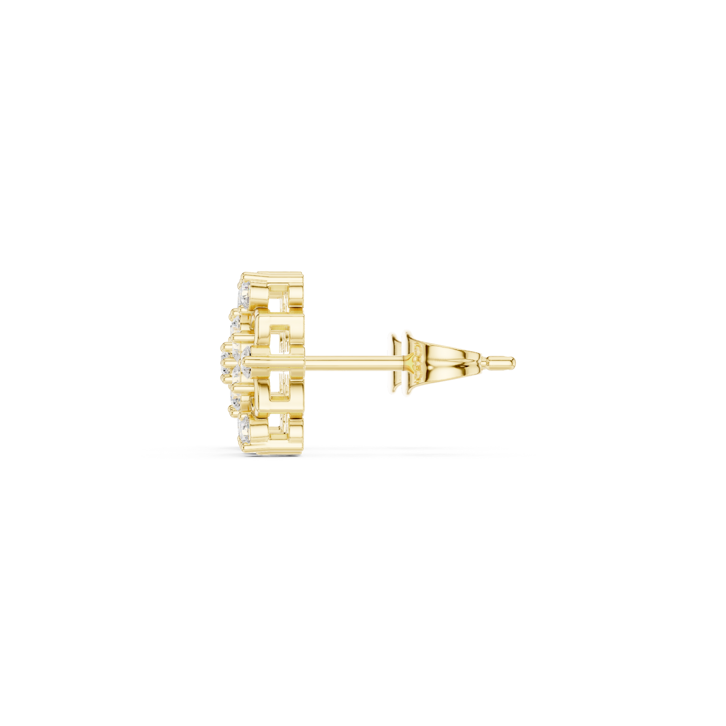 Round Cut Lab Grown Diamond Stud Earrings in Yellow Gold
