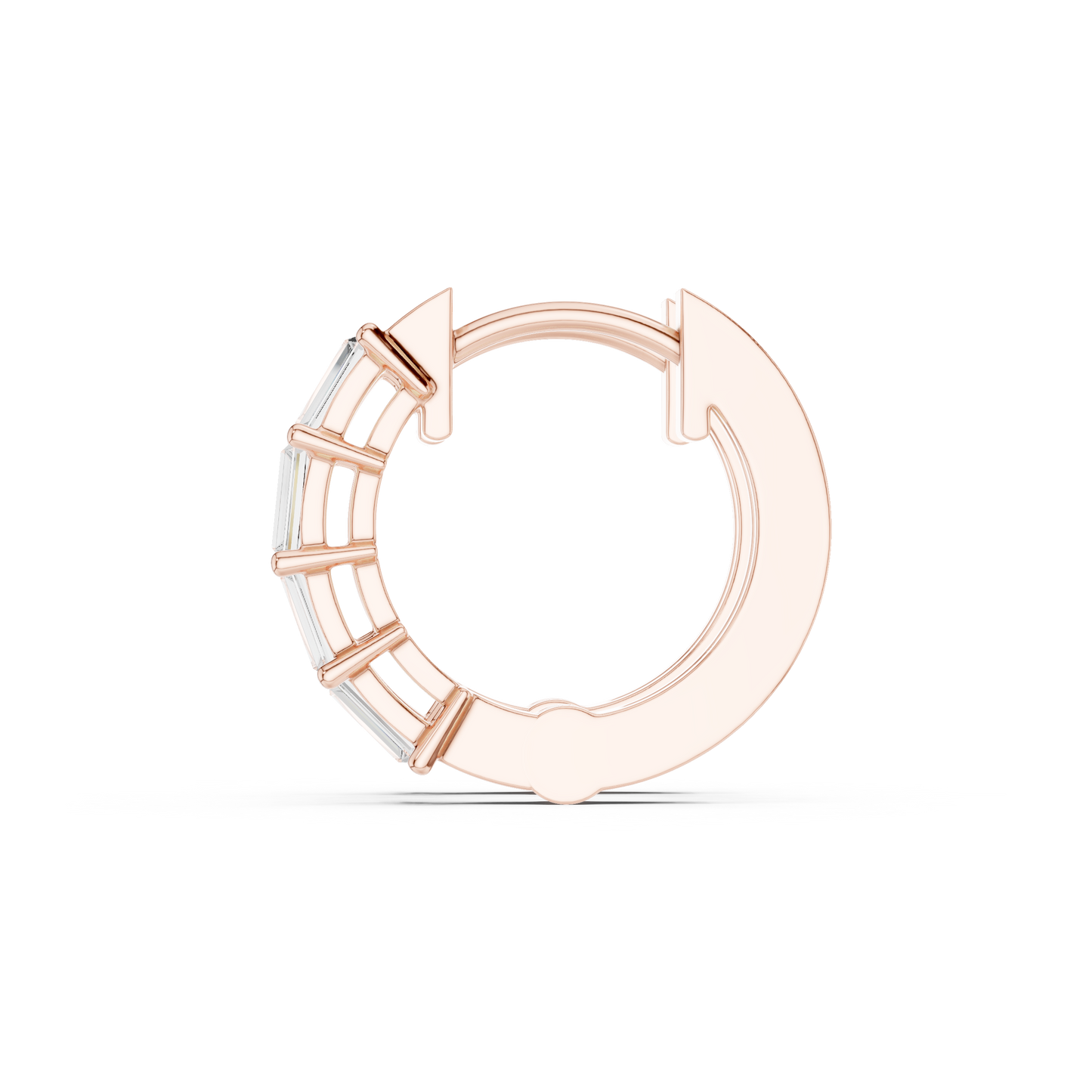 Emerald Cut Lab Grown Diamond Hoop Earrings in Rose Gold