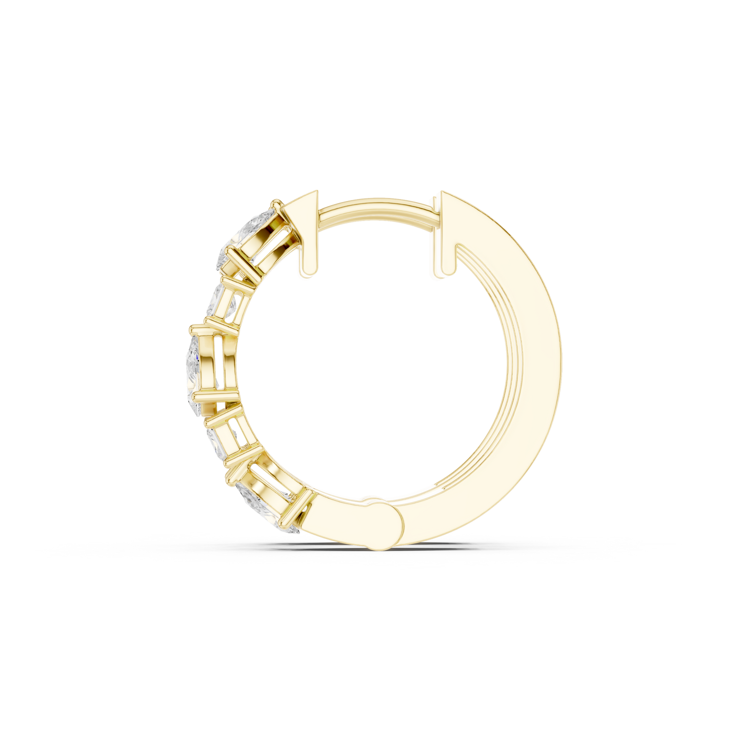 Pear Princess Cut Lab Grown Diamond Hoop Earrings in Yellow Gold