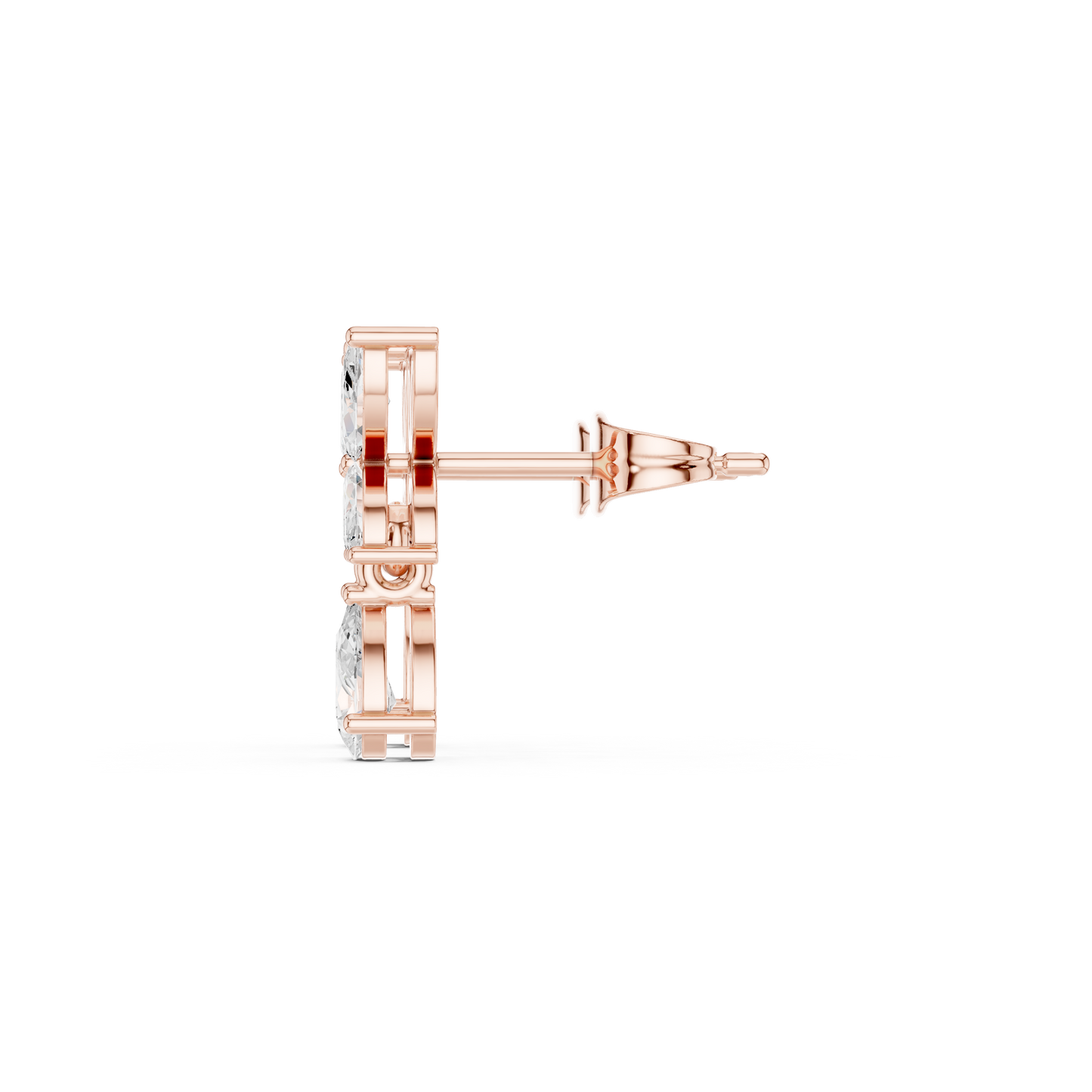 Marquise Pear Cut Lab Grown Diamond Stud Earrings in Rose Gold