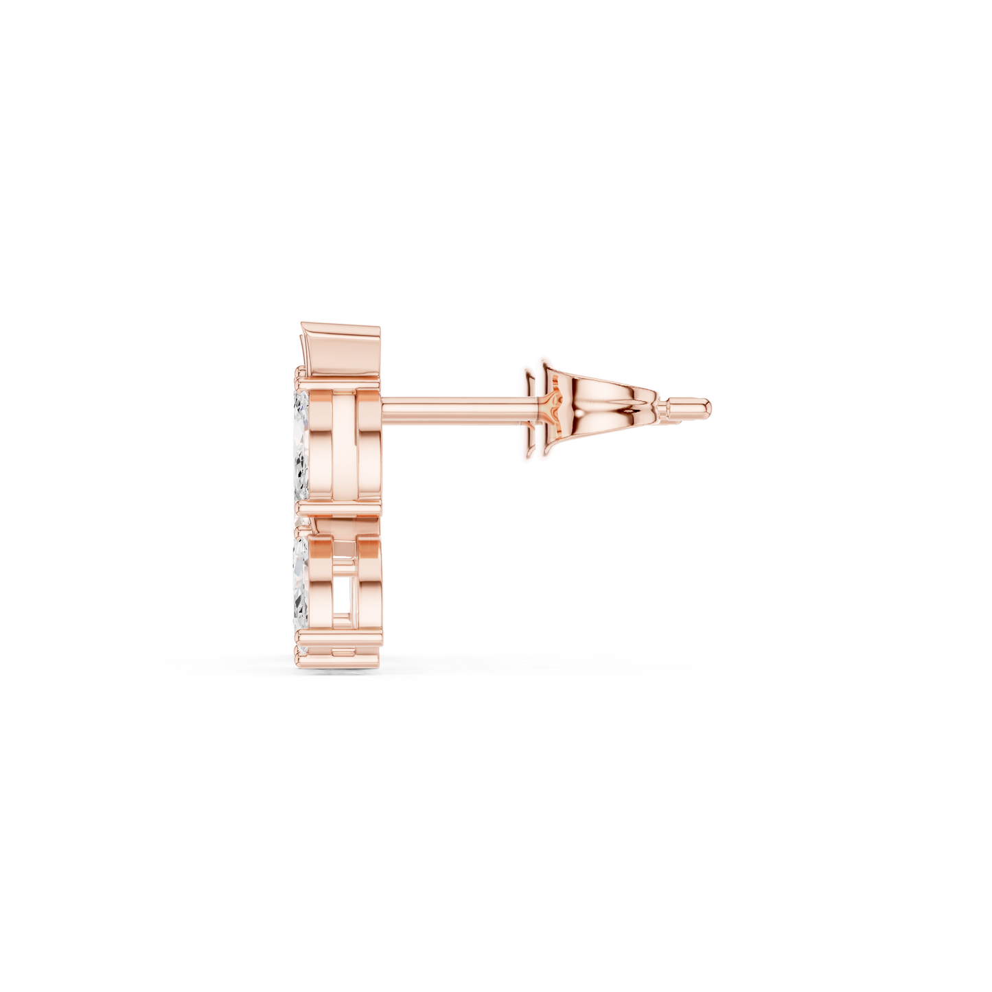 Marquise Cut Lab Grown Diamond Stud Earrings in Rose Gold