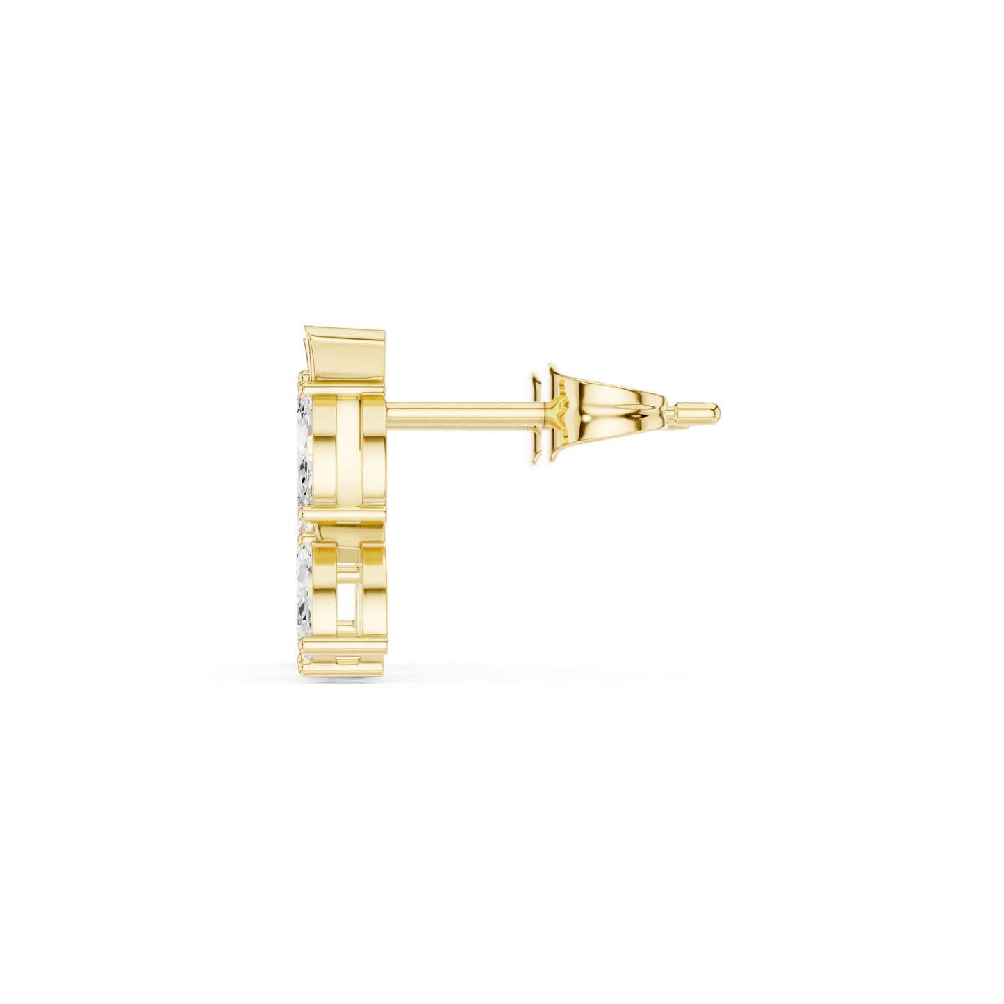 Marquise Cut Lab Grown Diamond Stud Earrings in Yellow Gold