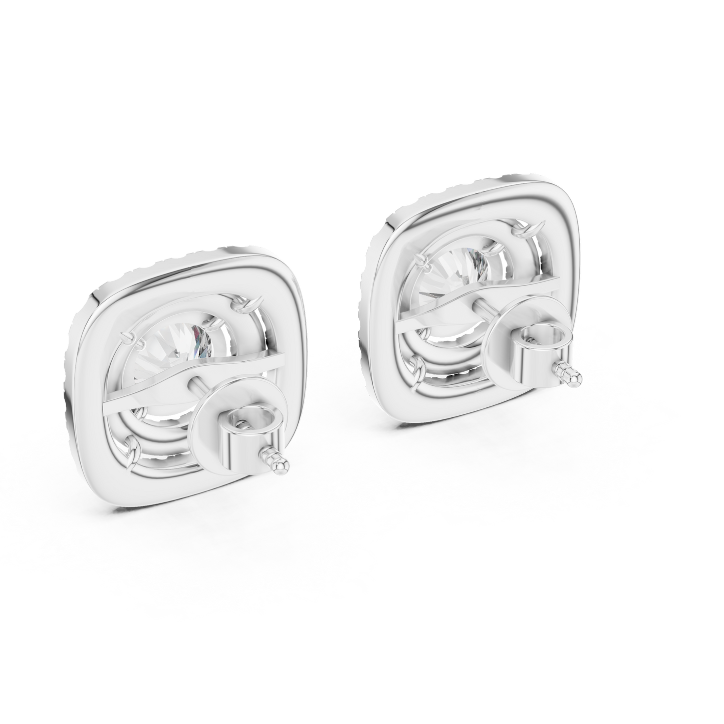 Round Cut Lab Grown Diamond Stud Earrings in Platinum