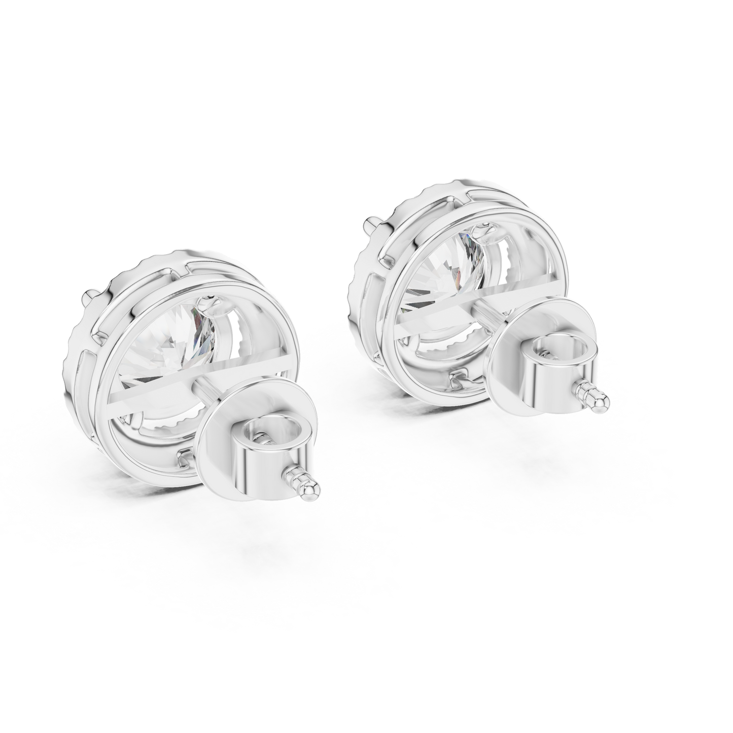 Round Cut Lab Grown Diamond Stud Earrings in White Gold