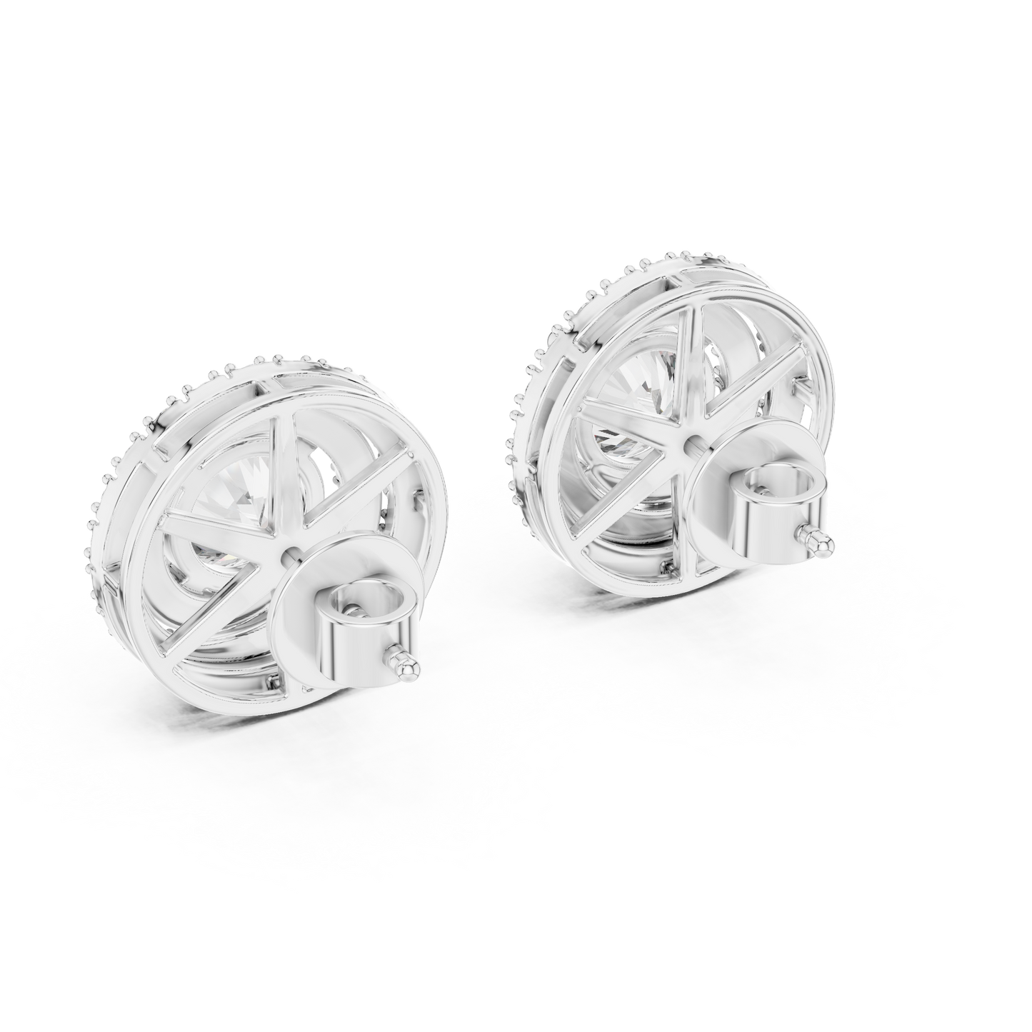 Round Cut Lab Grown Diamond Stud Earrings in Platinum