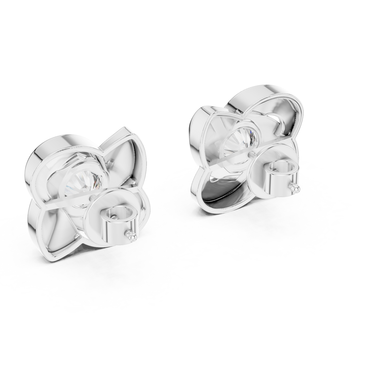 Round Cut Lab Grown Diamond Stud Earrings in White Gold