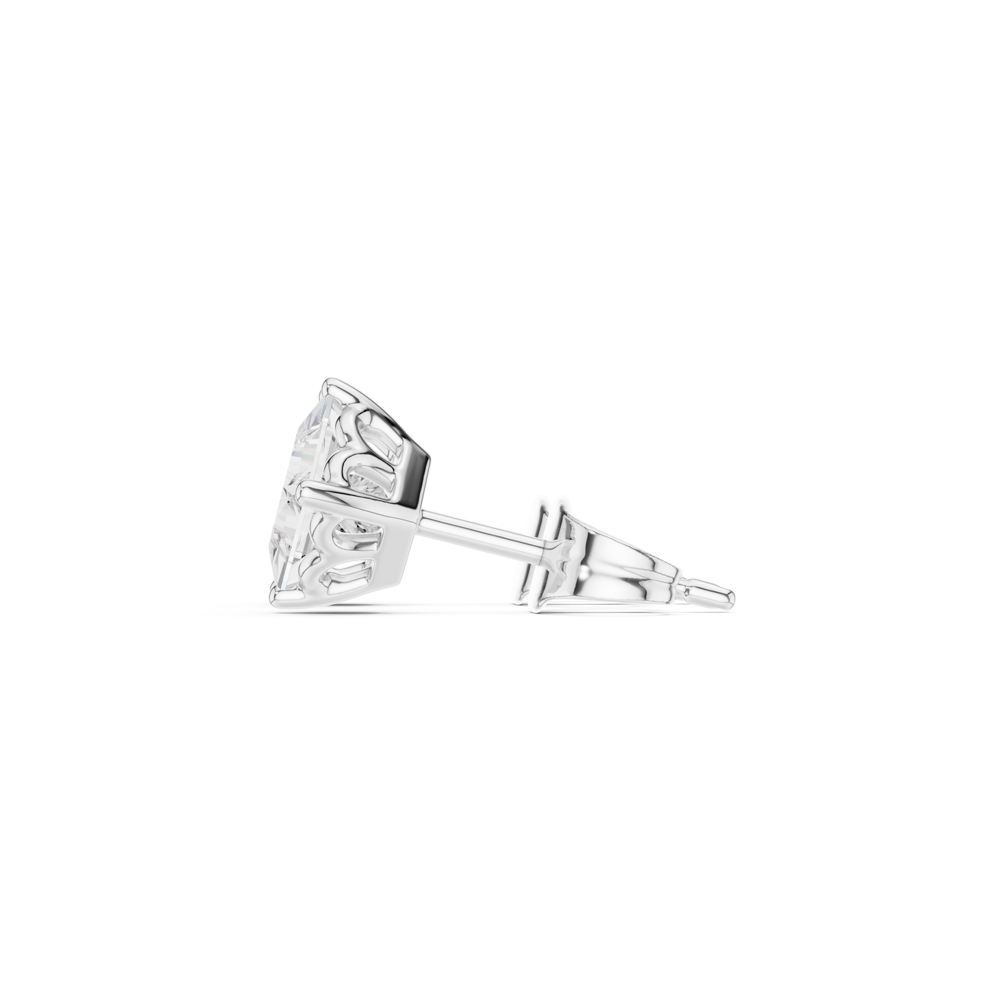 Princess Cut Lab Grown Diamond Stud Earrings in Platinum