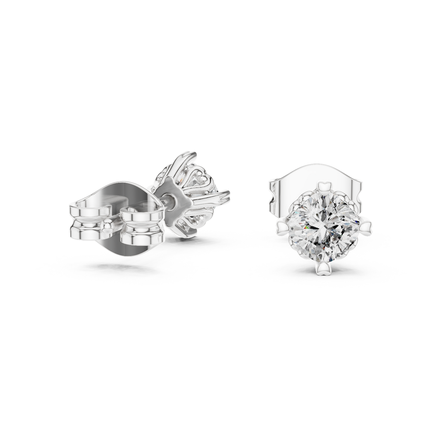Cushion Cut Lab Grown Diamond Stud Earrings in White Gold