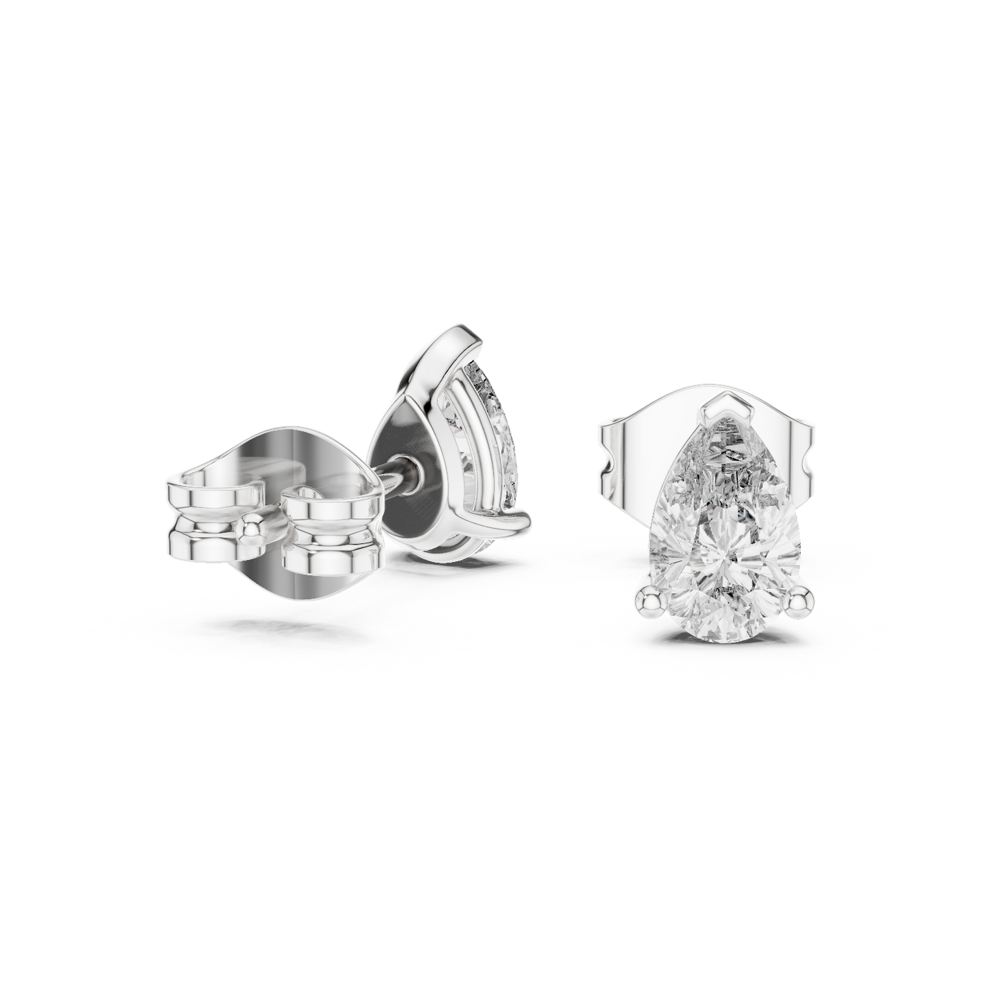 Pear Cut Lab Grown Diamond Stud Earrings in White Gold
