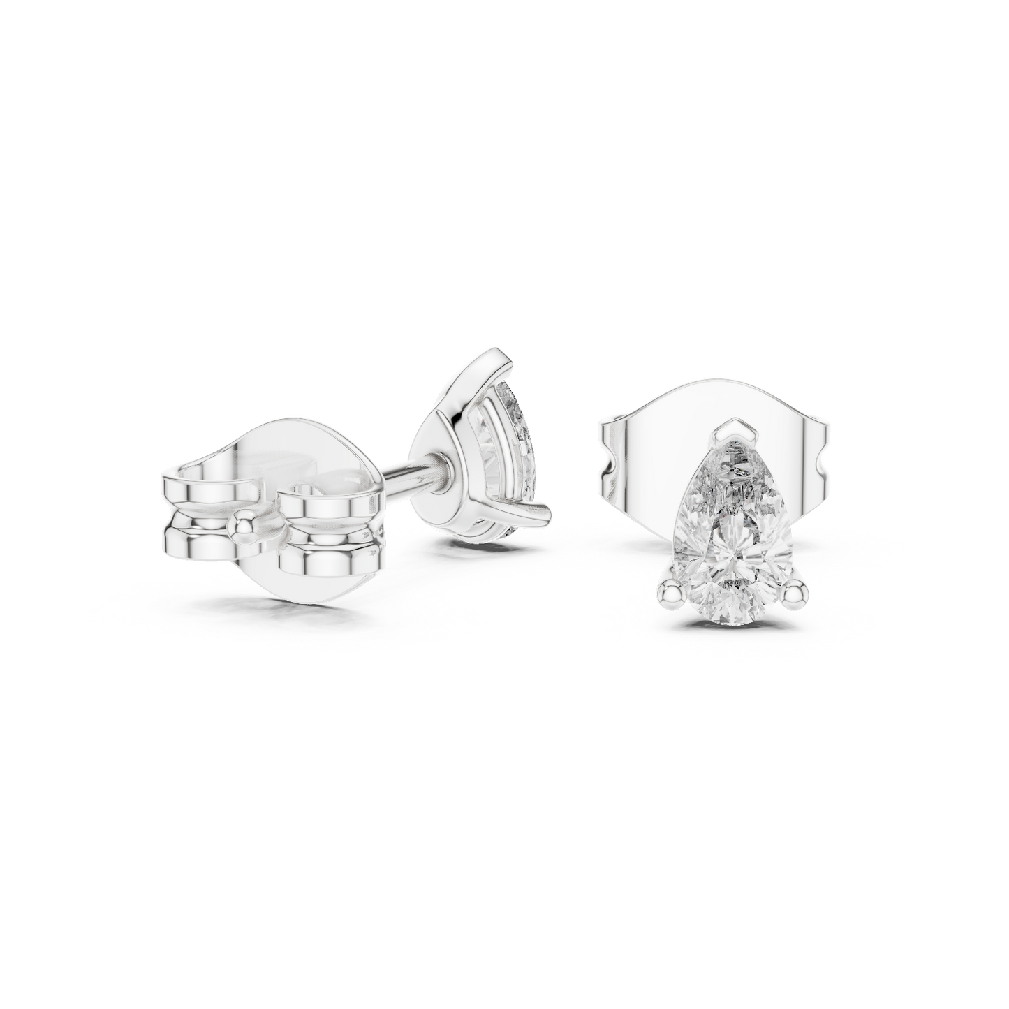 Pear Cut Lab Grown Diamond Stud Earrings in White Gold