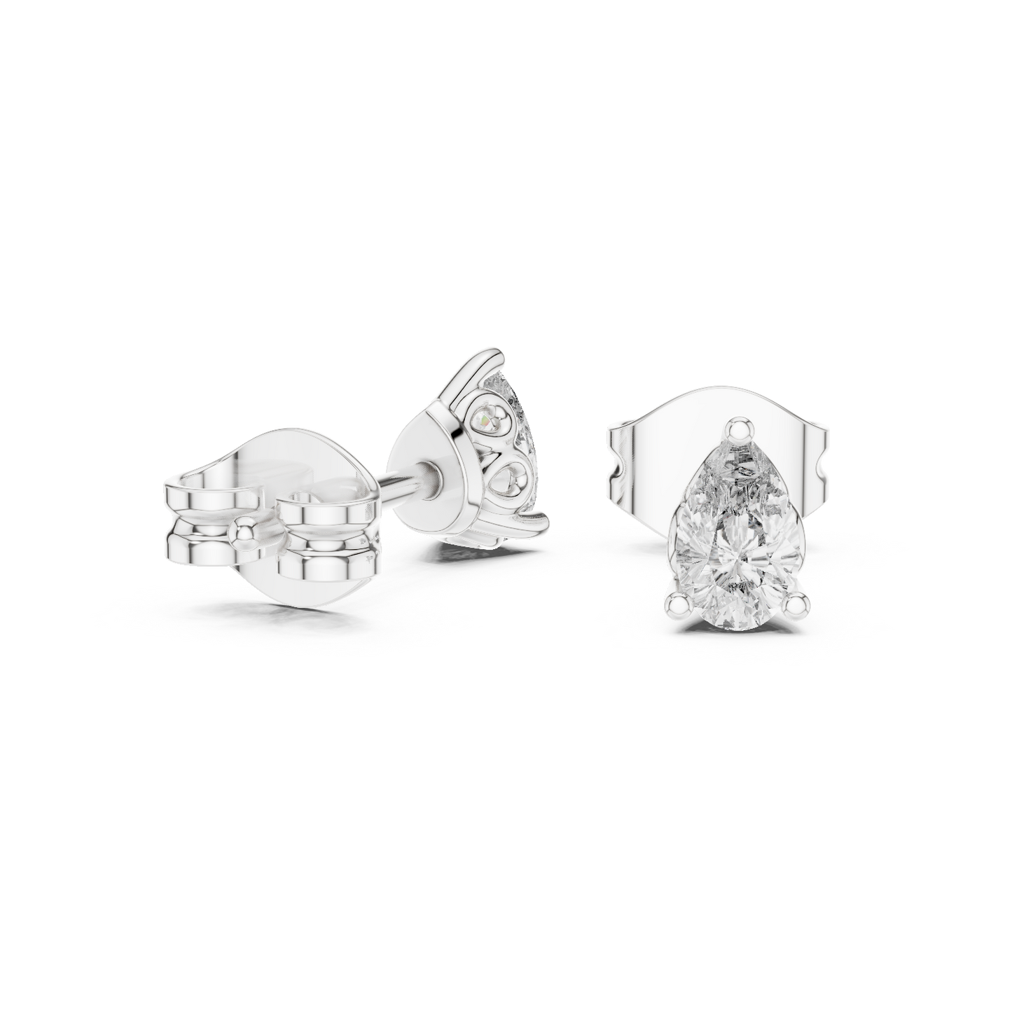 Pear Cut Lab Grown Diamond Stud Earrings in Platinum